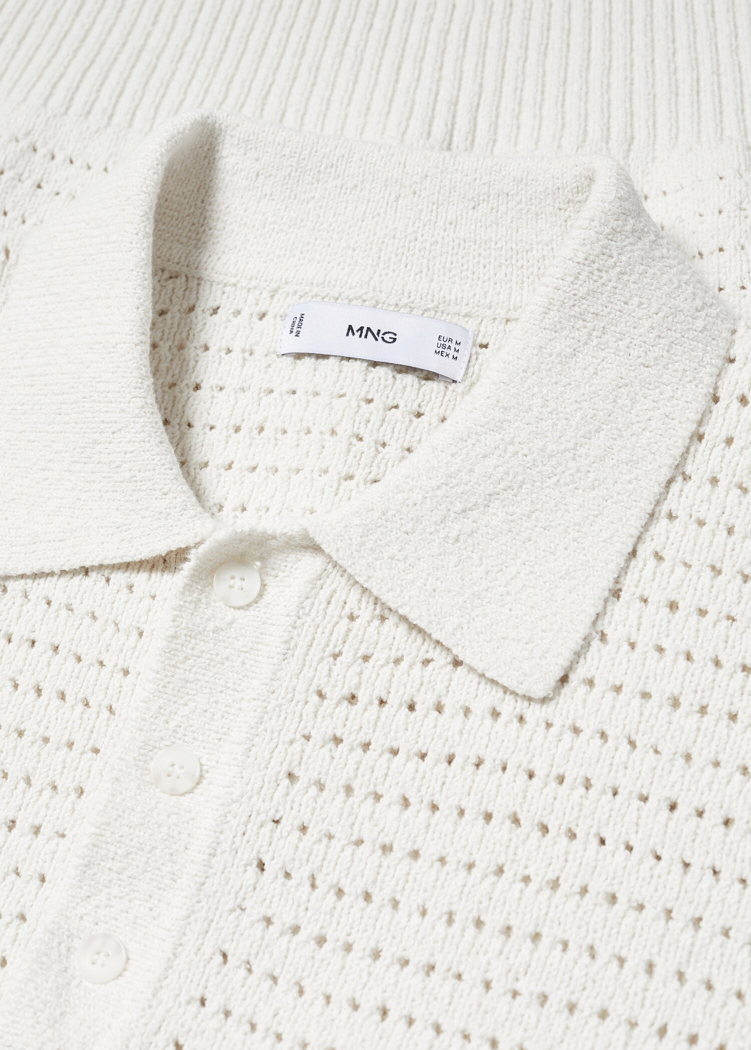Openwork cotton knitte polo shirt - Details of the article 8