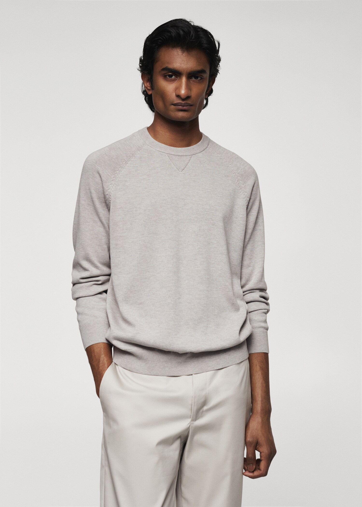Fine-knit cotton sweater - Medium plane