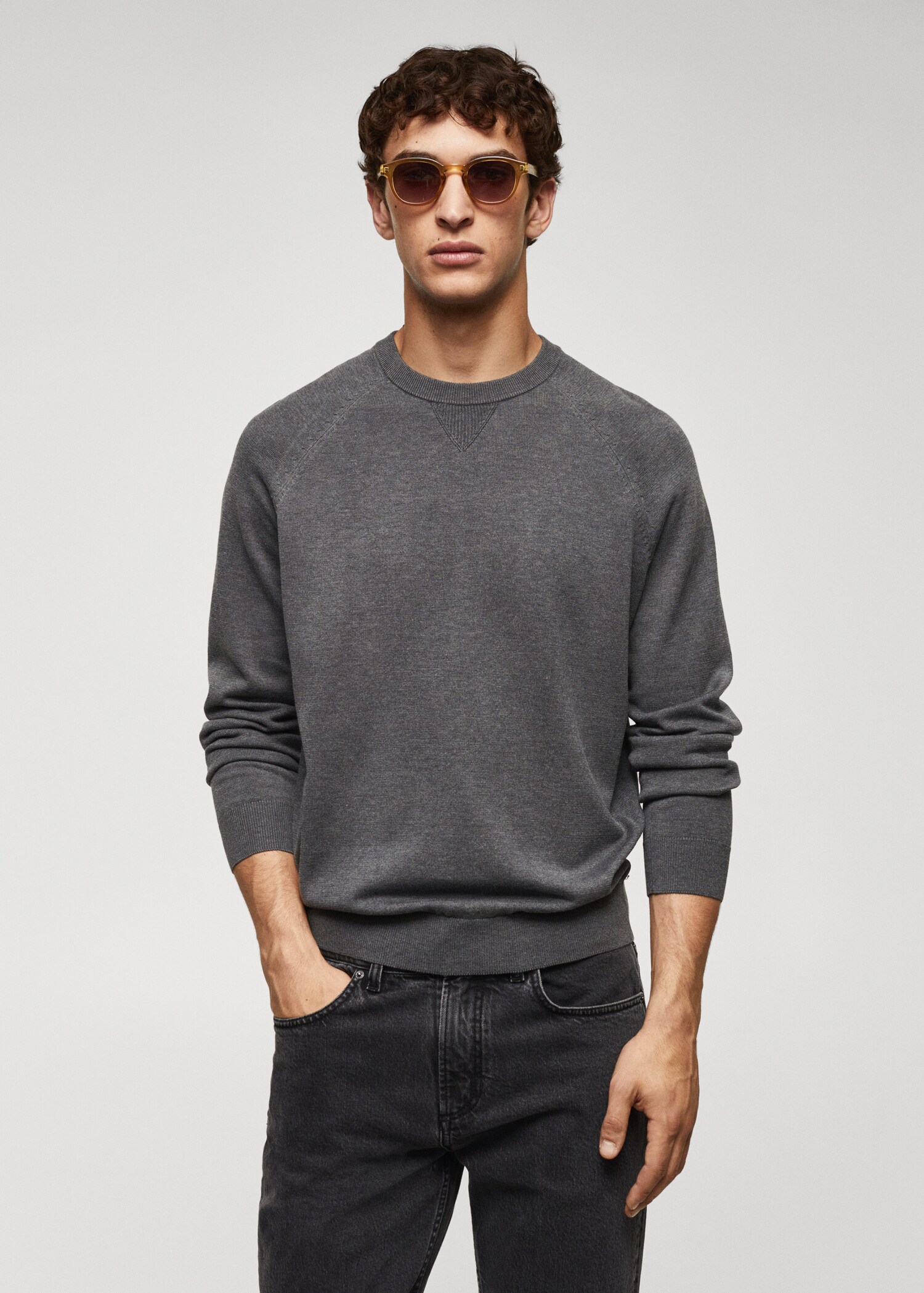 Fine-knit cotton sweater - Medium plane