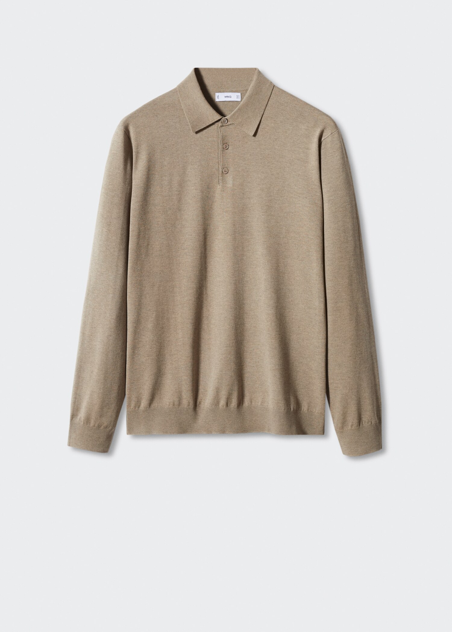 Long-sleeved cotton jersey polo shirt - Article without model