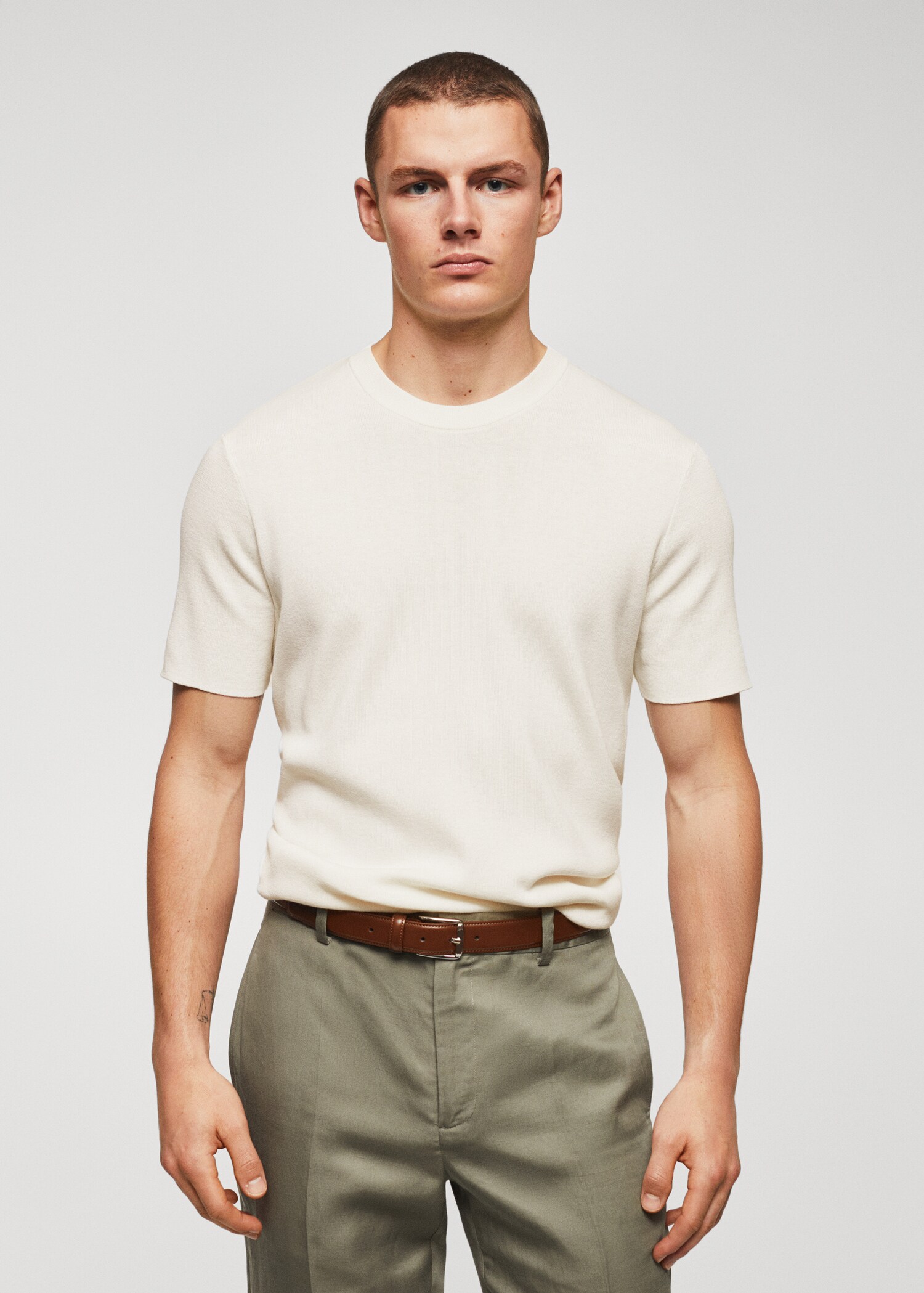 Camiseta punto fino algodón - Plano medio