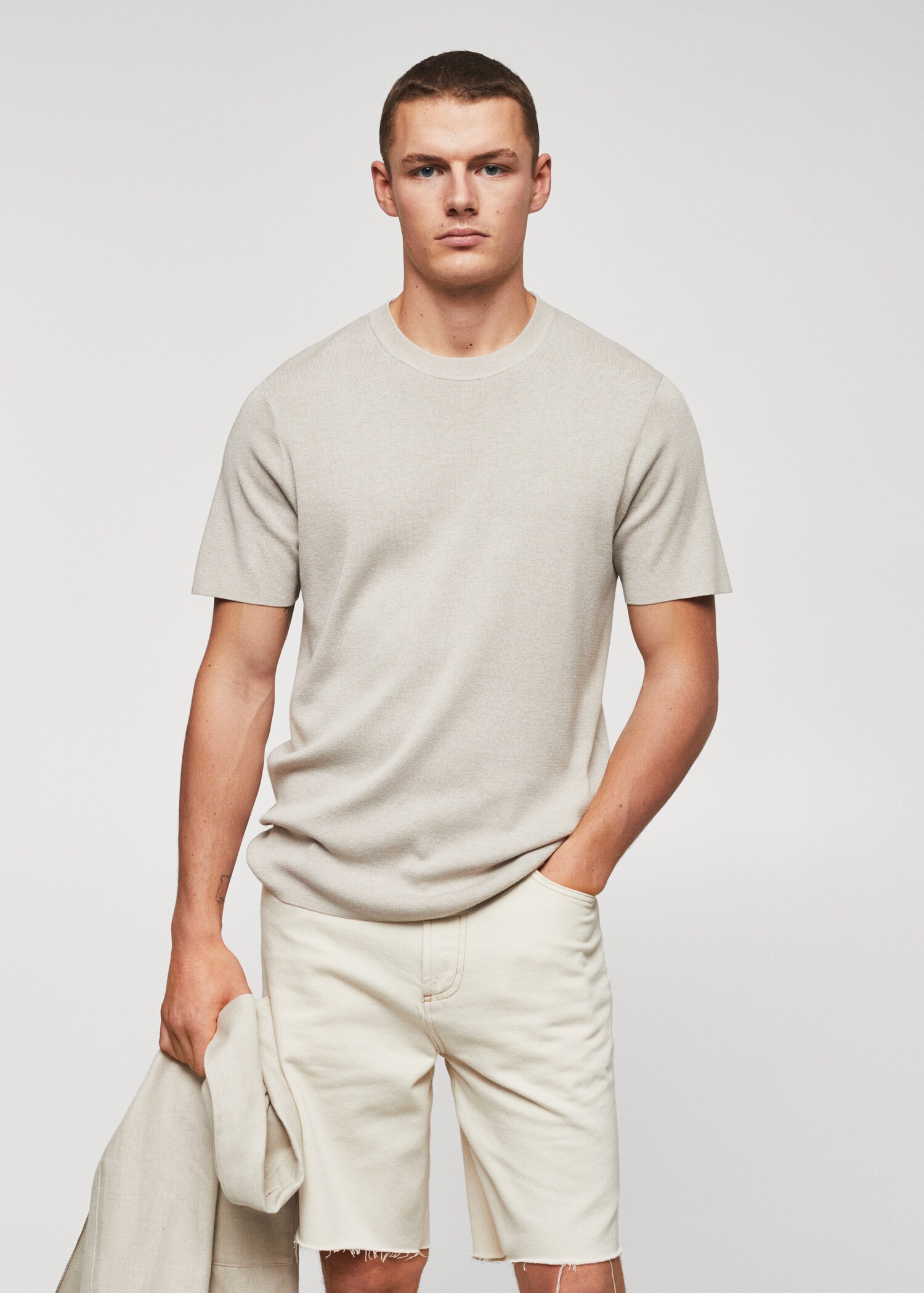 Camiseta punto fino algodón - Plano medio