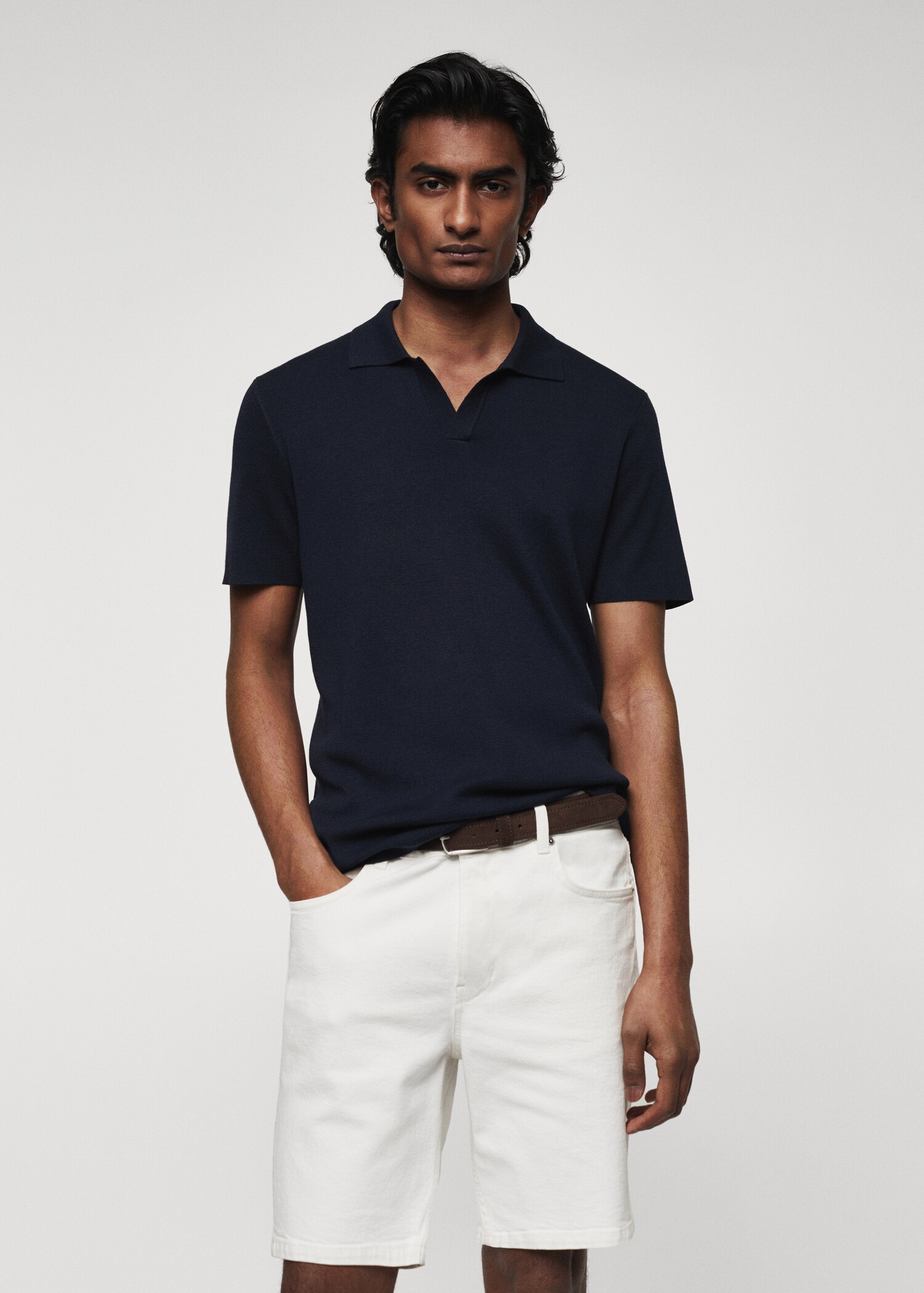 Fine-knit polo shirt - Medium plane
