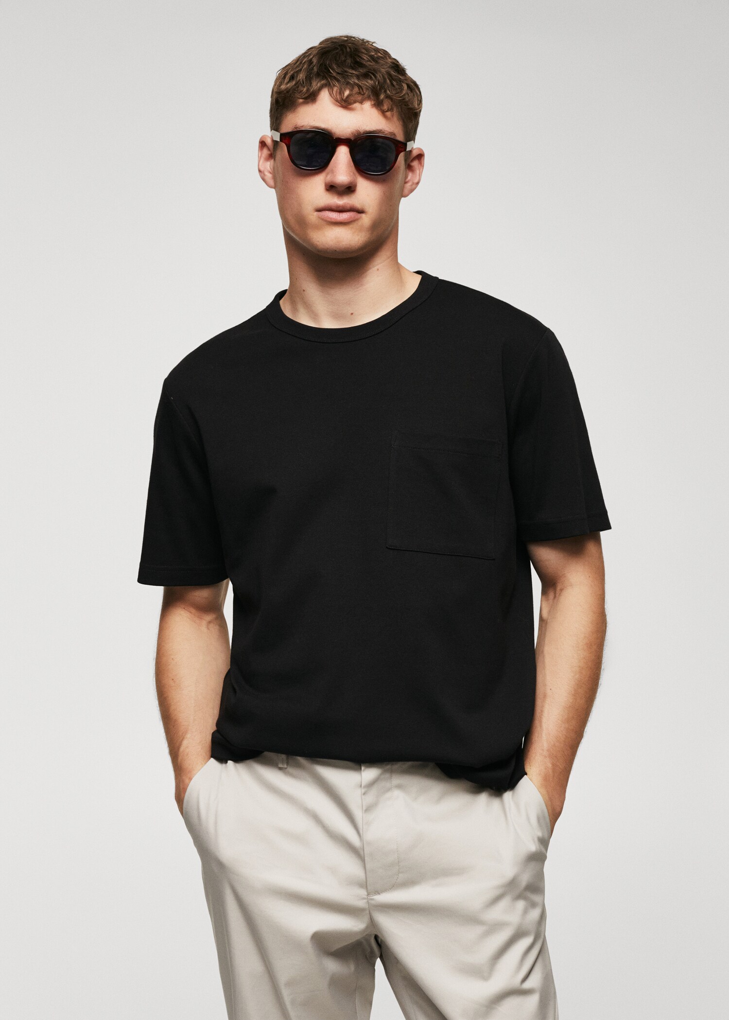 100% cotton t-shirt with pocket - Medium plane