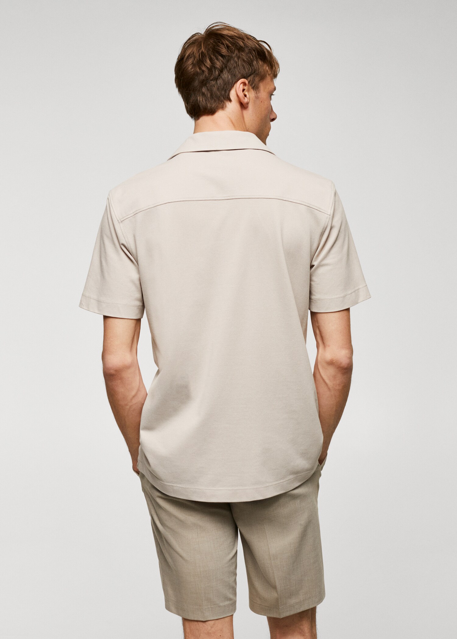 Bowling-collar pique shirt - Reverse of the article