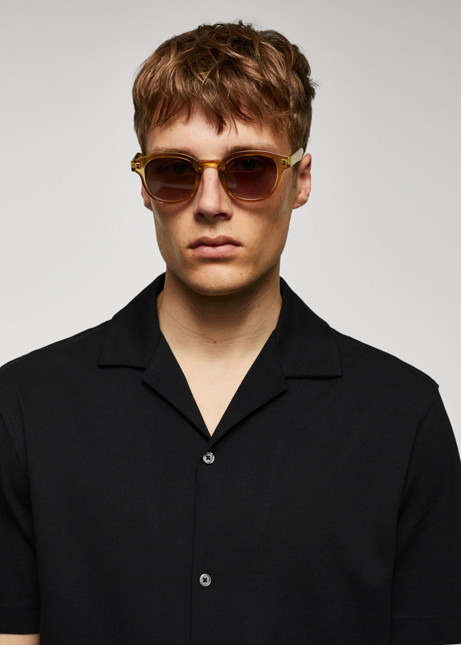 Bowling-collar pique shirt - Details of the article 1