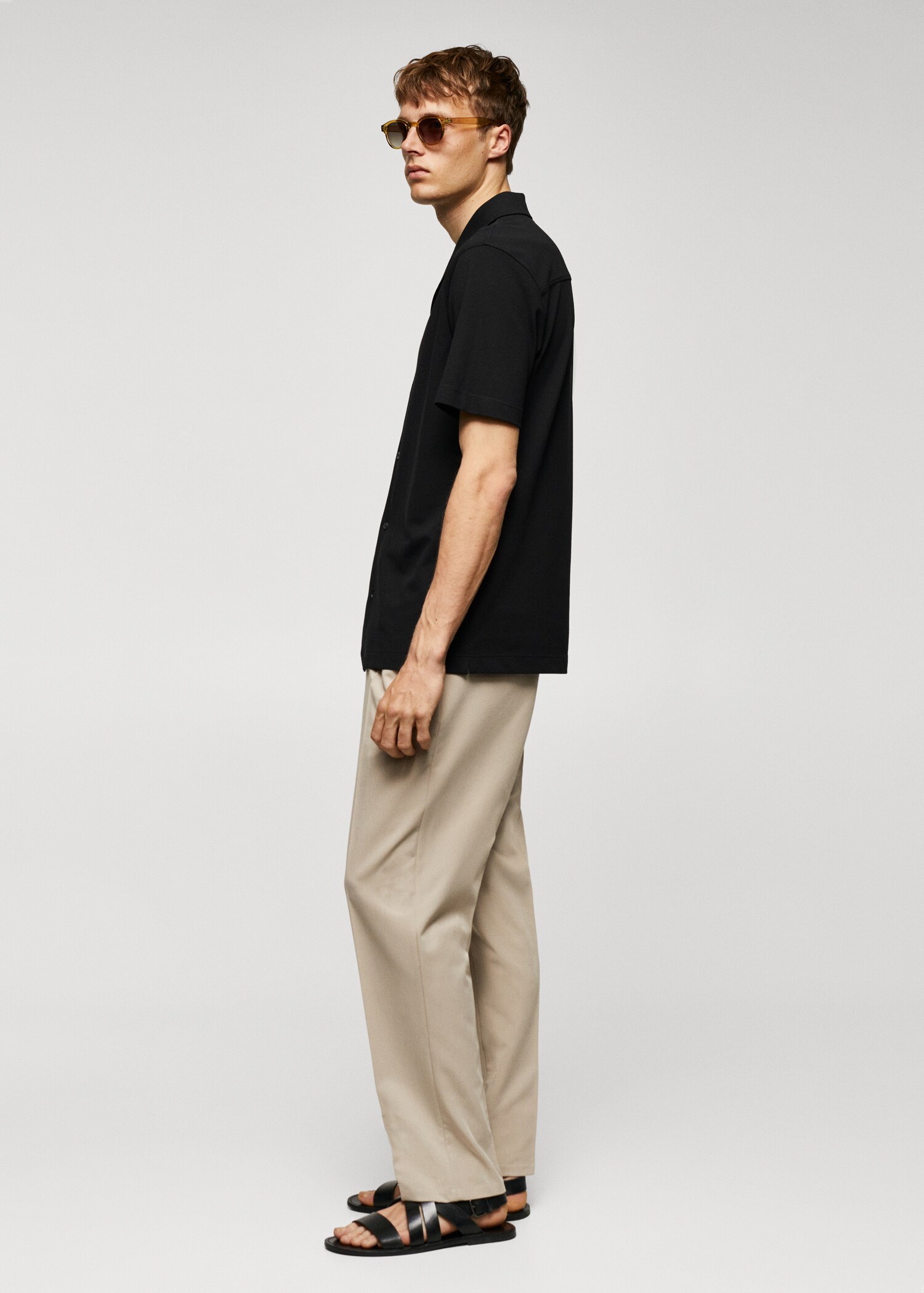 Bowling-collar pique shirt - Details of the article 2