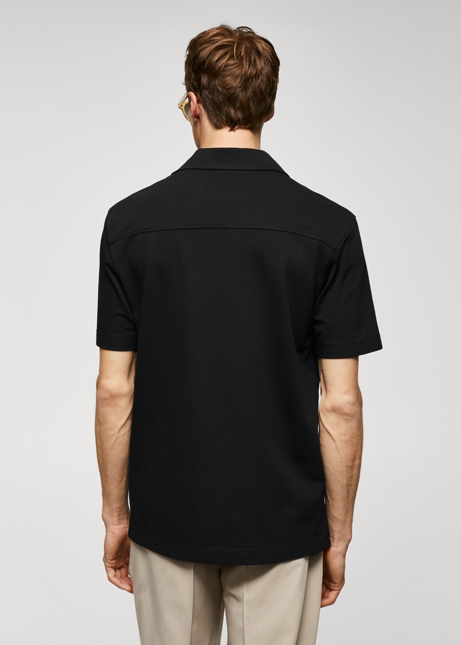 Bowling-collar pique shirt - Reverse of the article