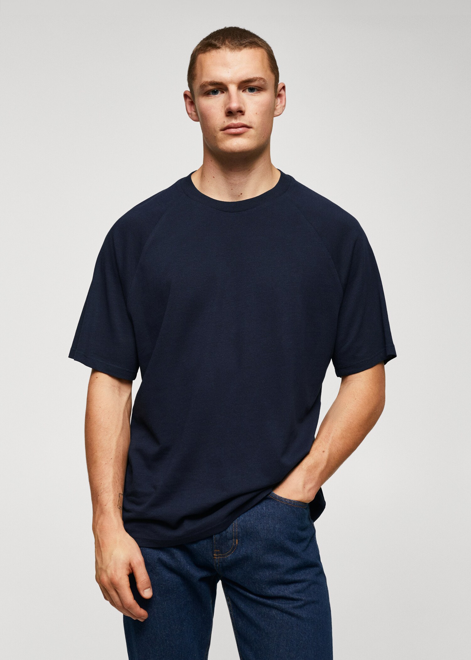 Textured cotton-linen t-shirt - Medium plane