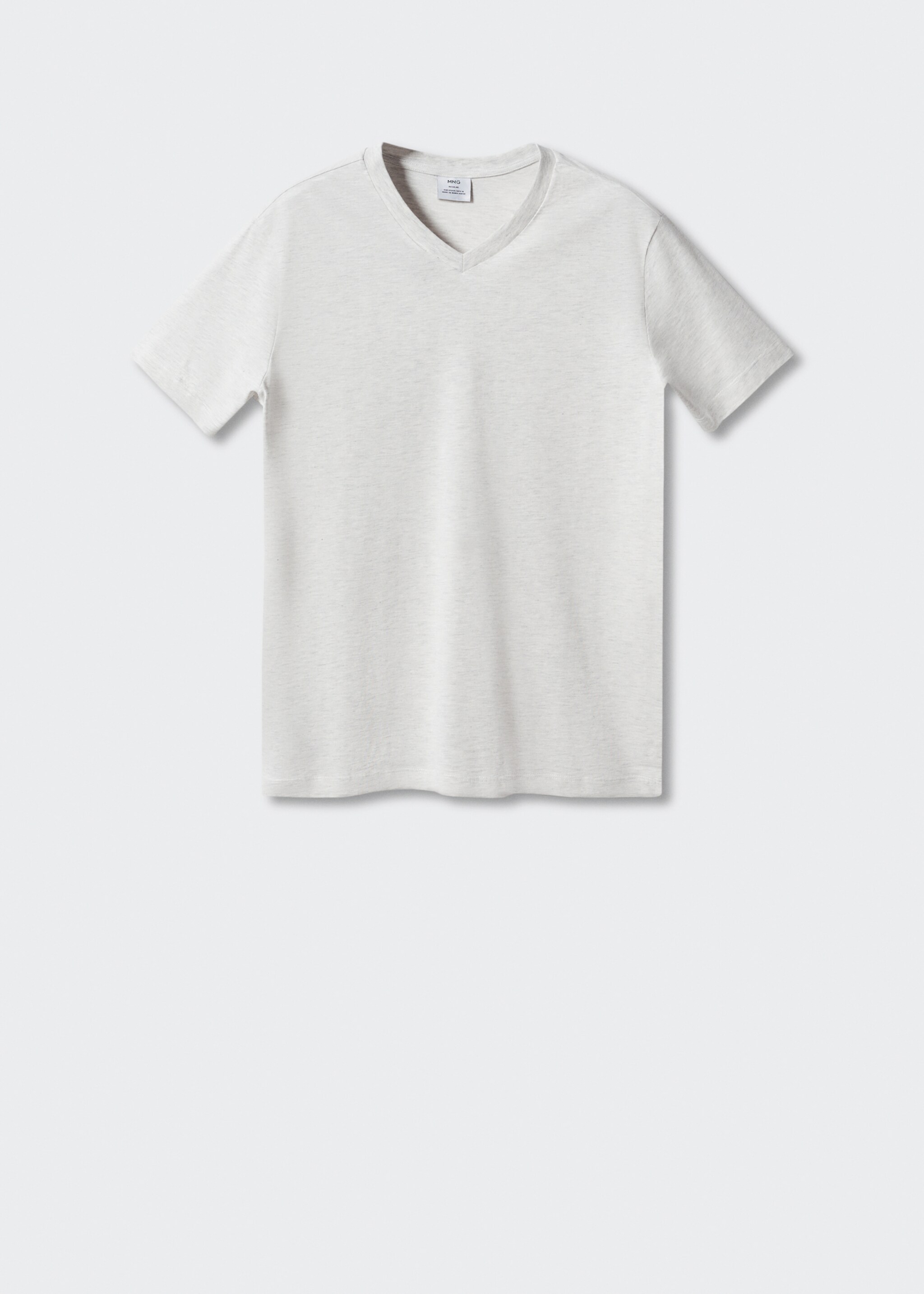 Bavlněné tričko basic s výstřihem do V - Zboží bez modelu, Světle/pastelově šedá. Ref: 57010802-00.