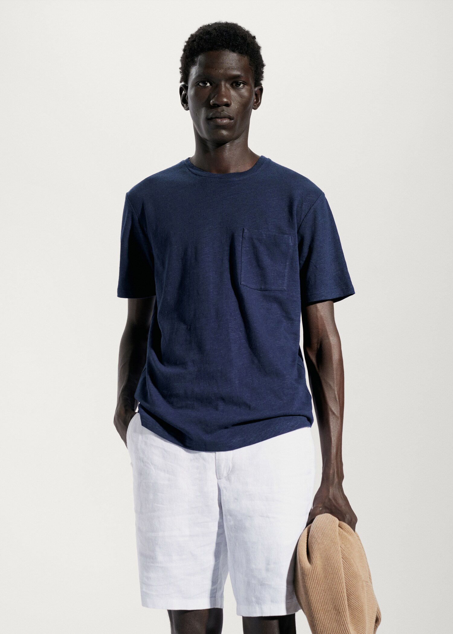 Cotton-linen pocket t-shirt - Medium plane