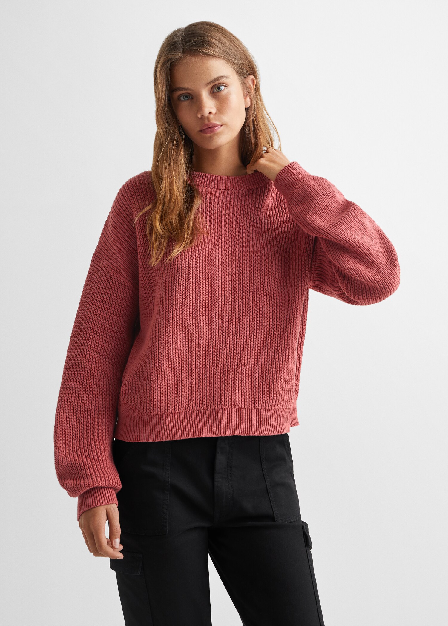 Knit cotton sweater - Medium plane