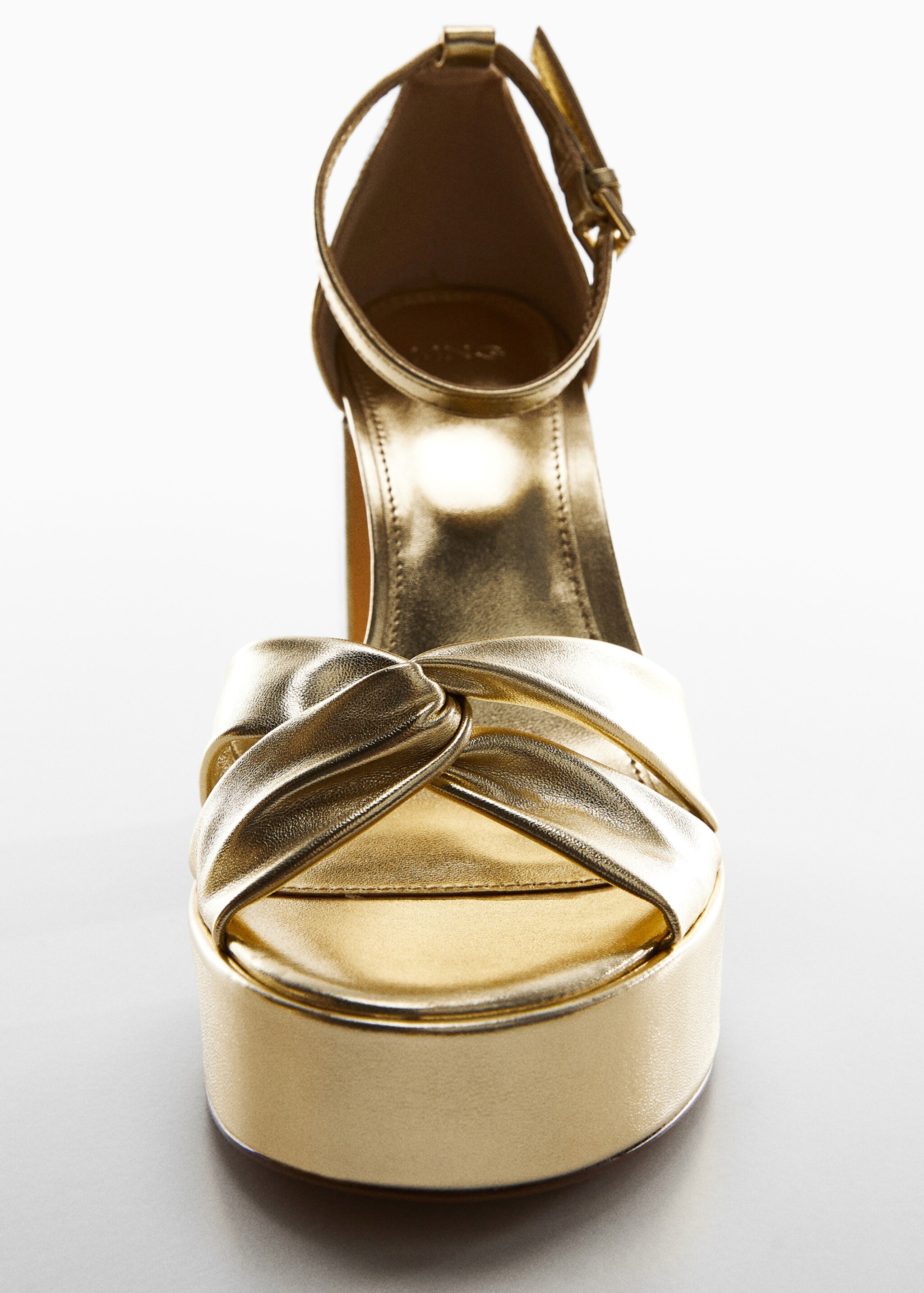 Metallic heel sandals - Details of the article 5, Gold. Ref: 57012510-00.