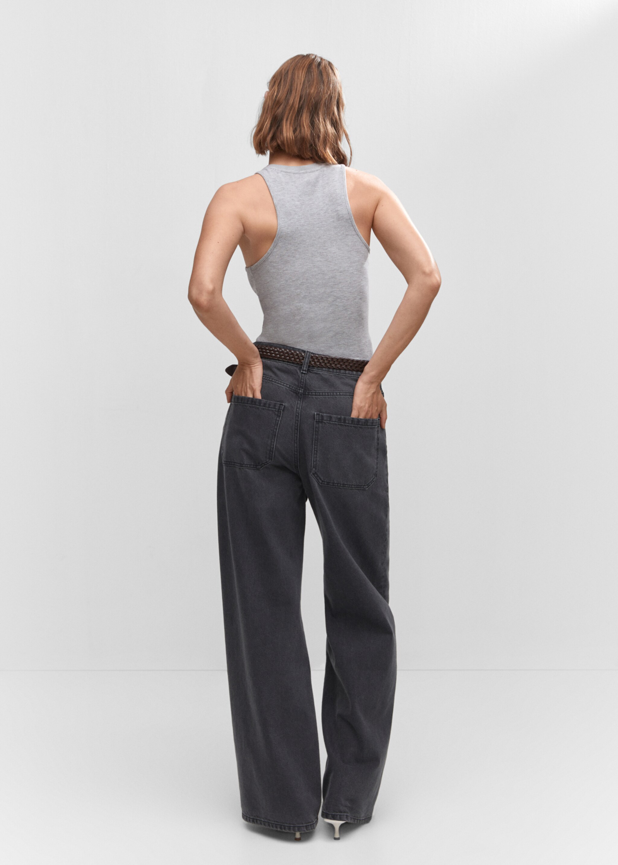 Ribbed strap top - Reverse of the article, Light Heather Grey. Ref: 57012886-00.