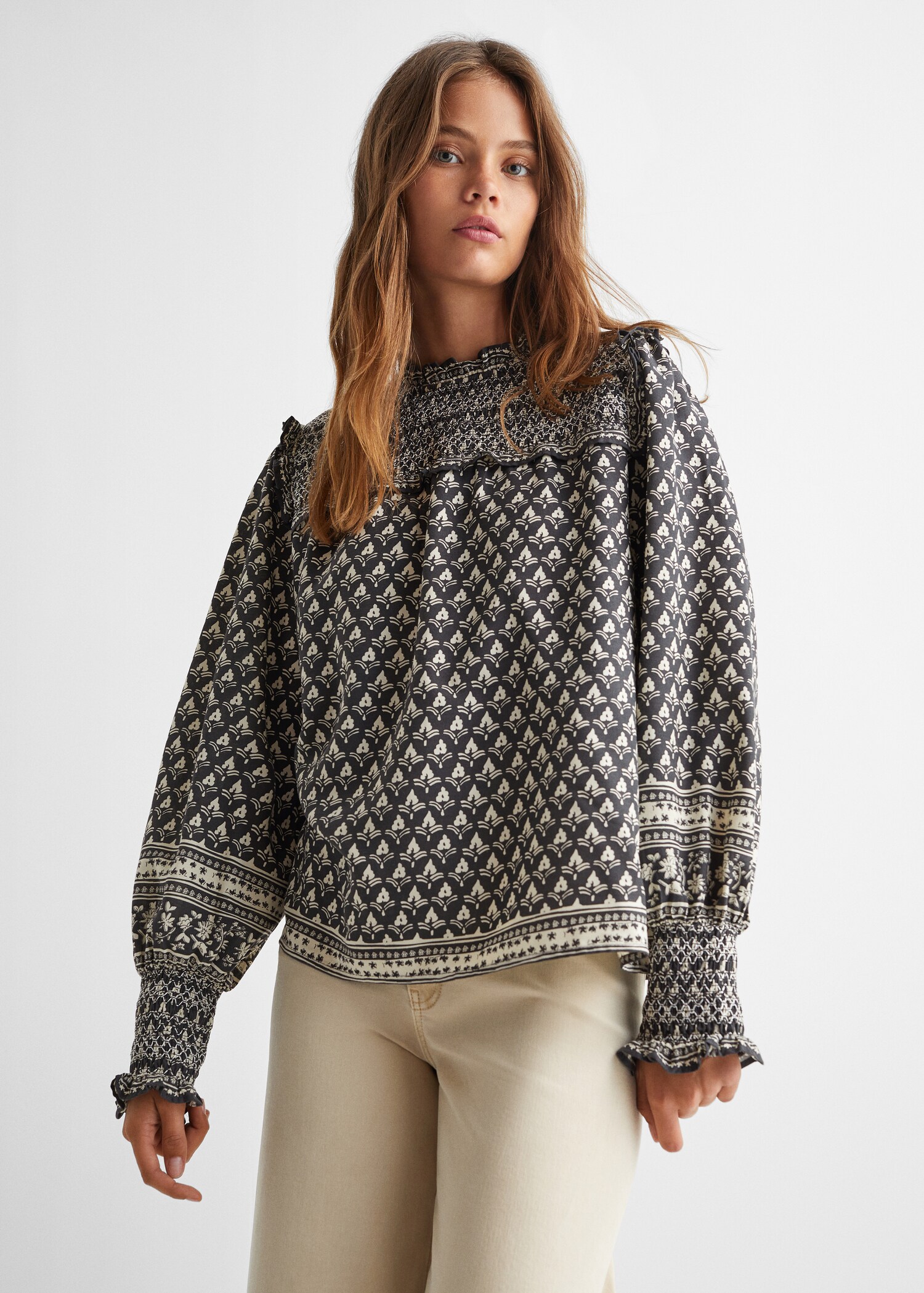 Blusa stampata increspata - Piano medio