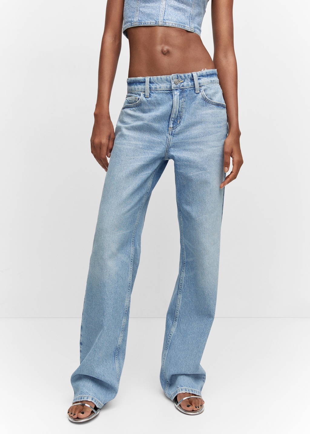 Shiny straight leg jeans Women MANGO OUTLET USA