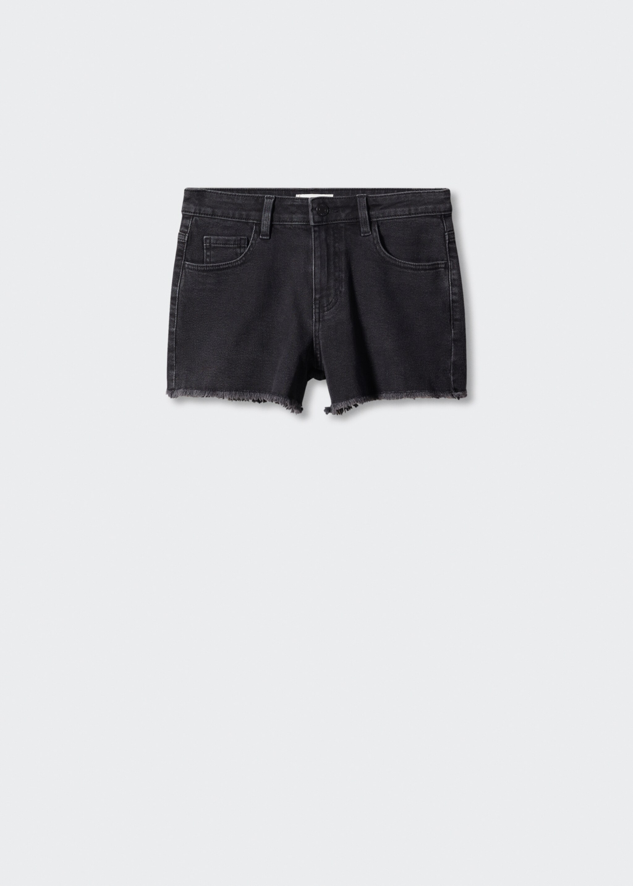 Medium-waist denim shorts - Article without model, Black denim. Ref: 57013256-00.