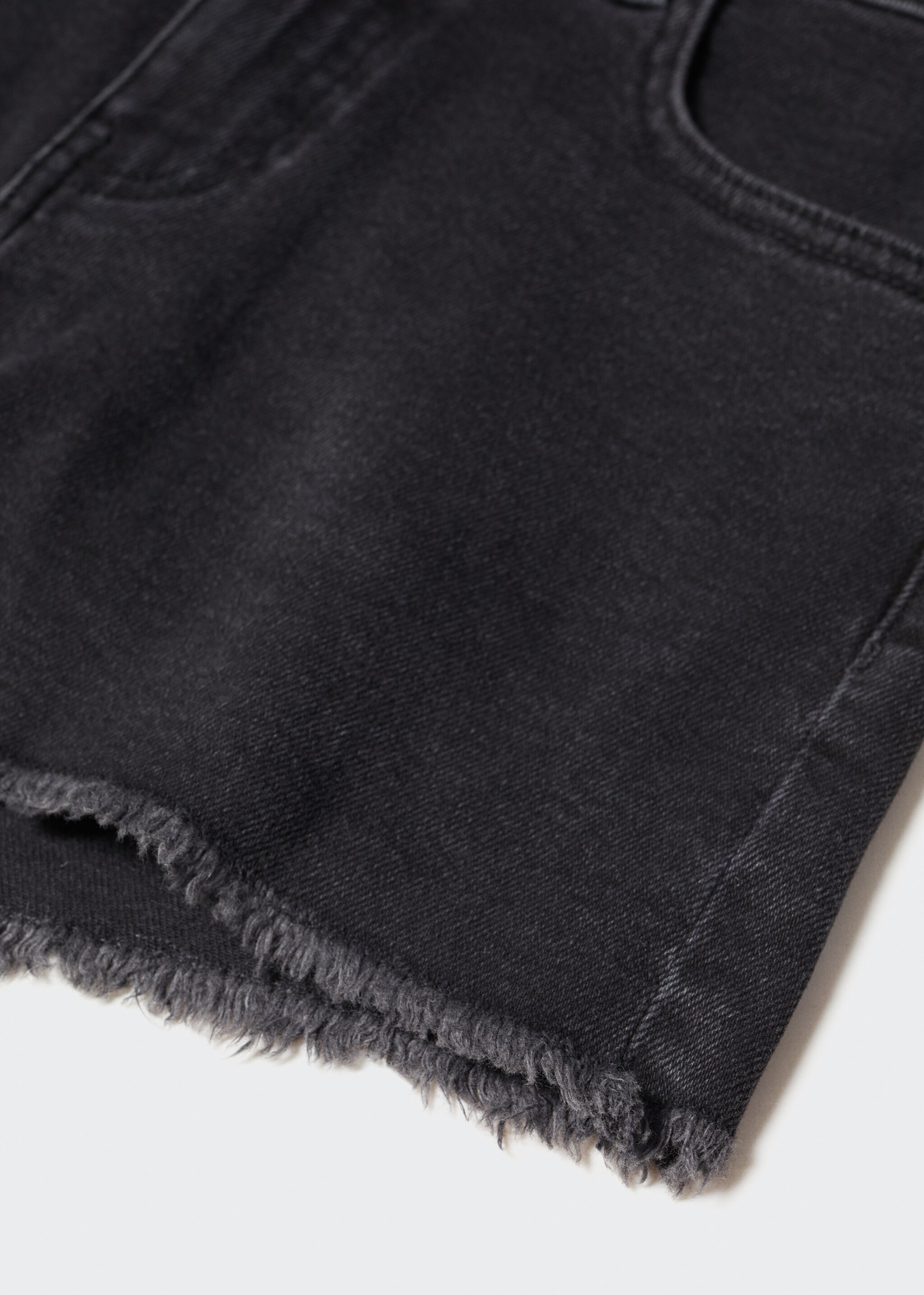 Medium-waist denim shorts - Details of the article 8, Black denim. Ref: 57013256-00.