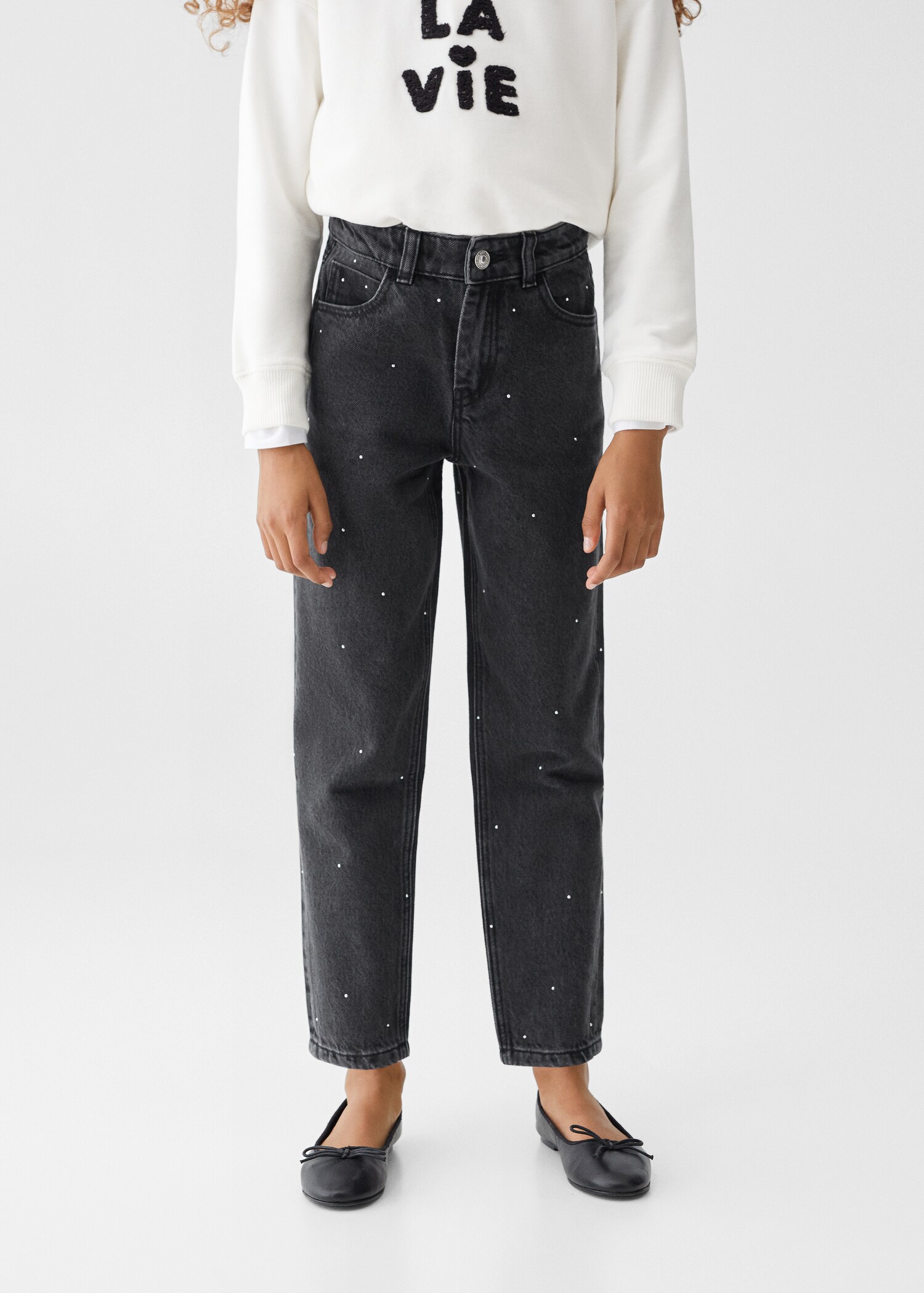 Mom-fit jeans met glitters - Middenvlak