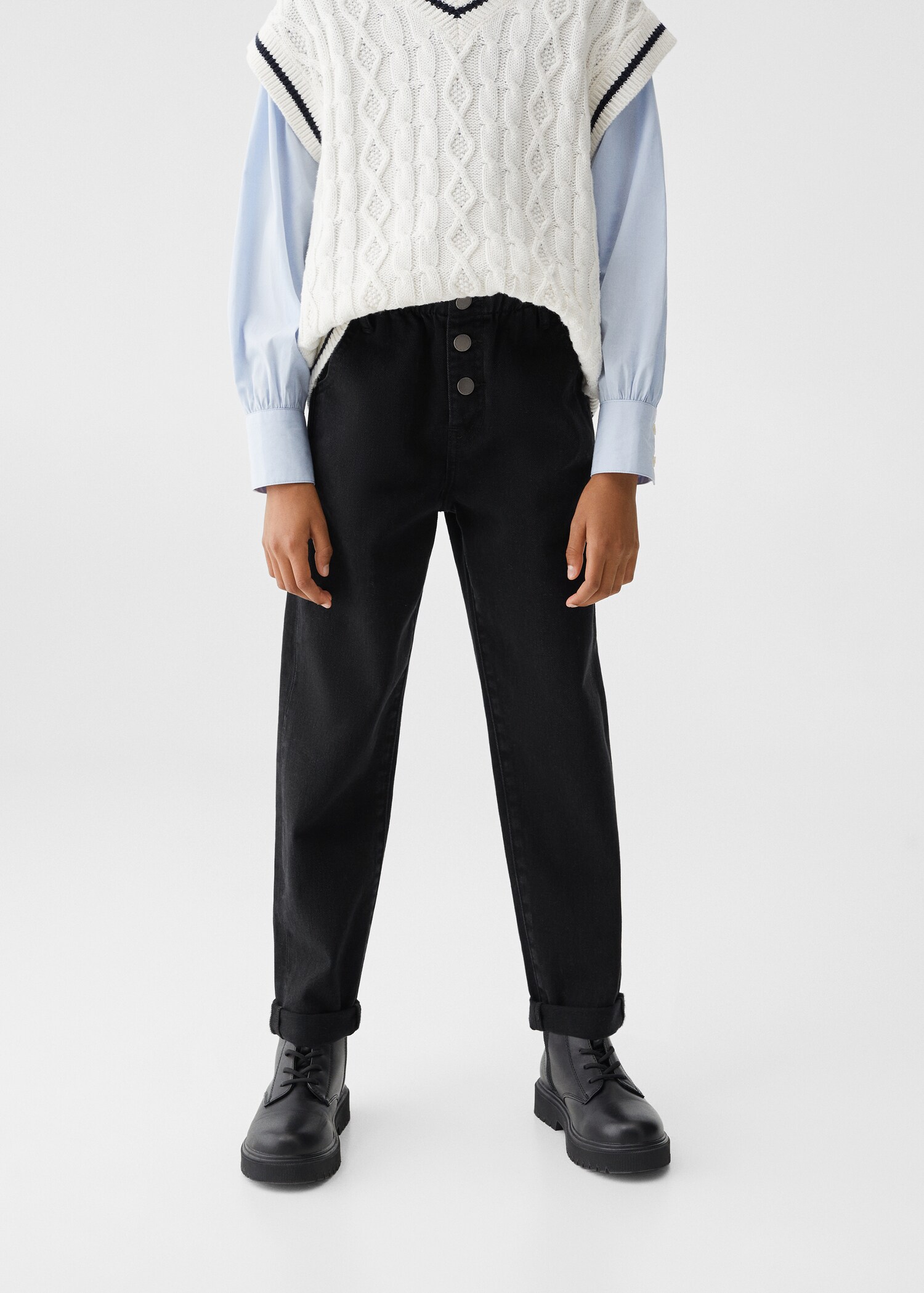 Cotton Paperbag Jeans - Medium plane