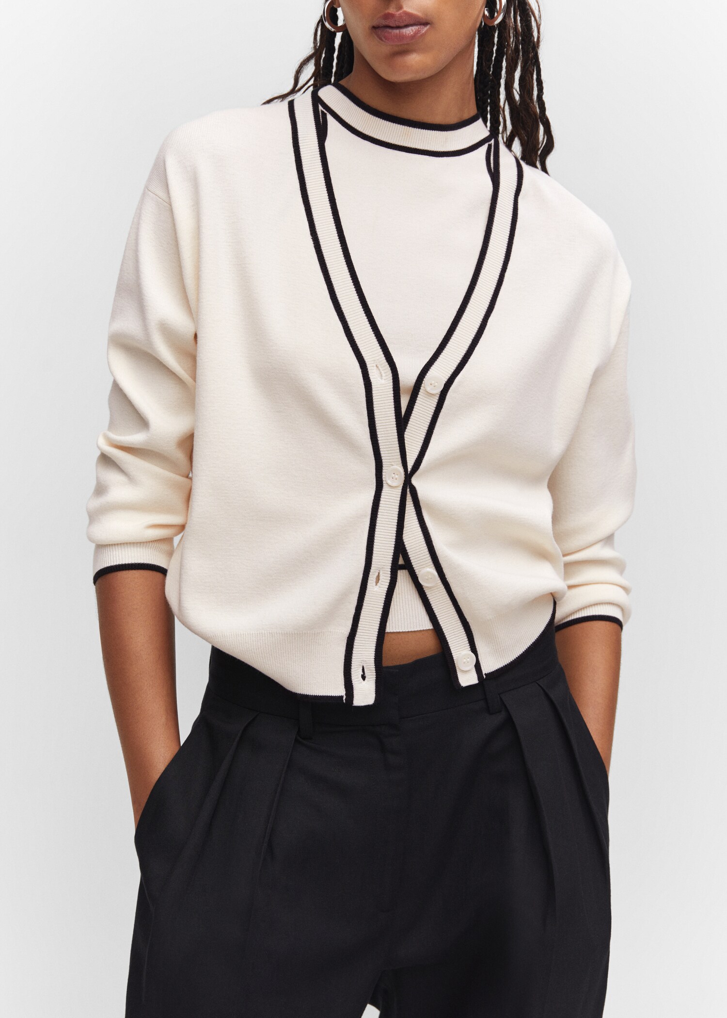 Strick-Cardigan mit Kontrastdetail - Detail des Artikels 6
