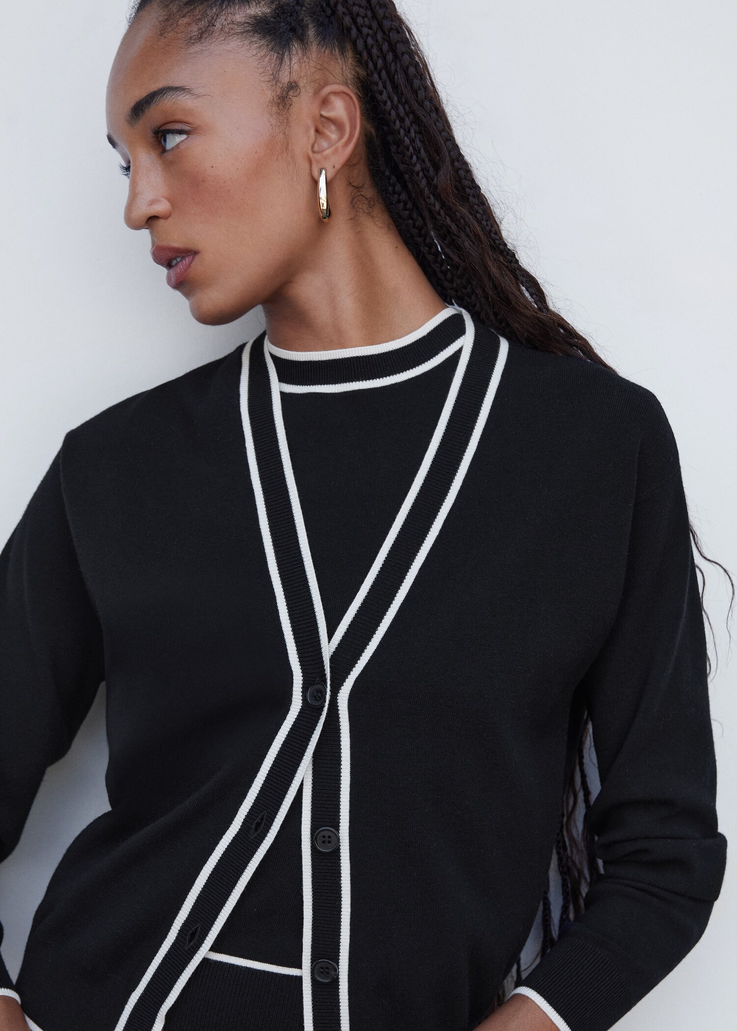Strick-Cardigan mit Kontrastdetail - Detail des Artikels 1