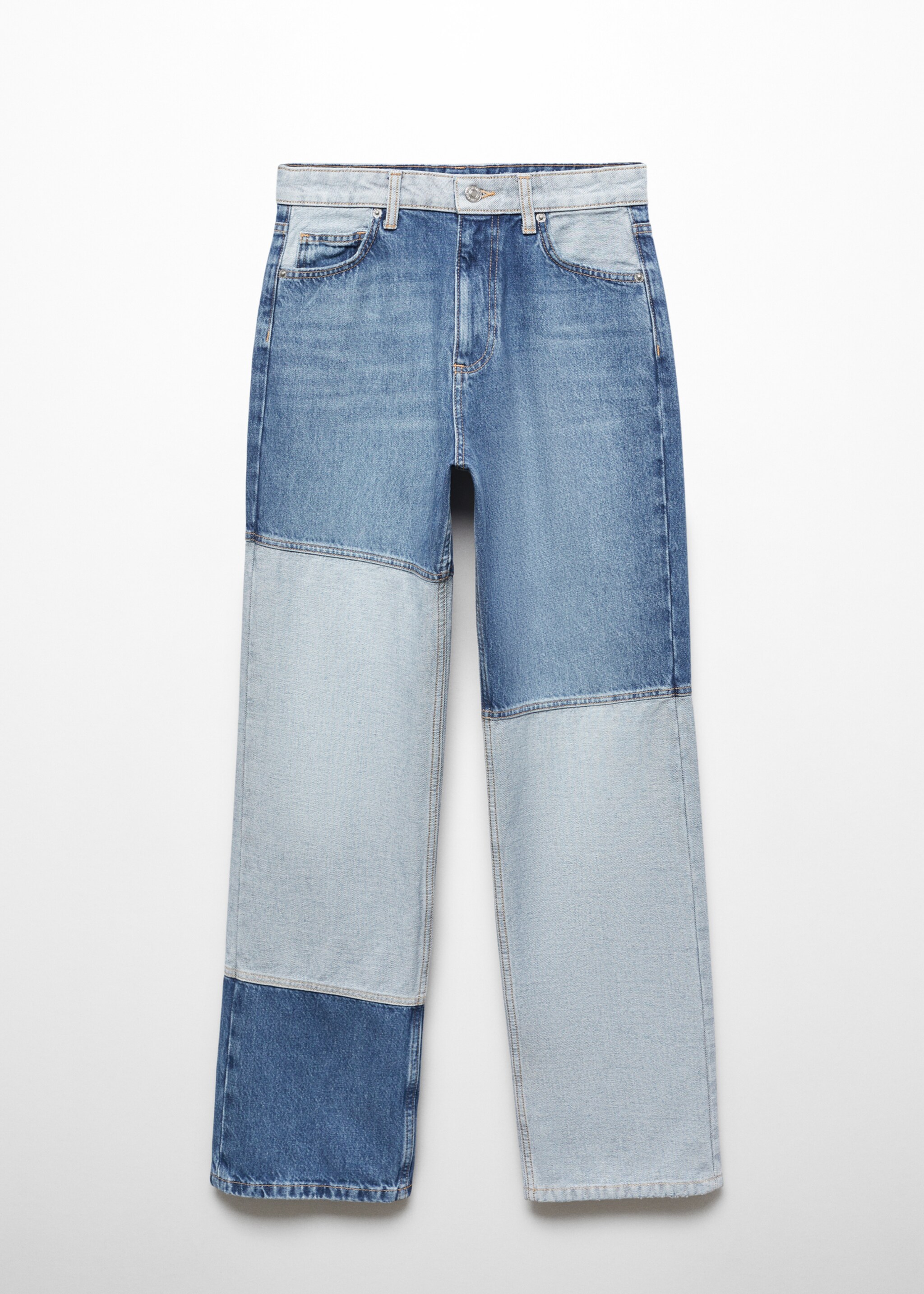 Wideleg patchwork jeans - Article without model, Medium Blue. Ref: 57013803-00.