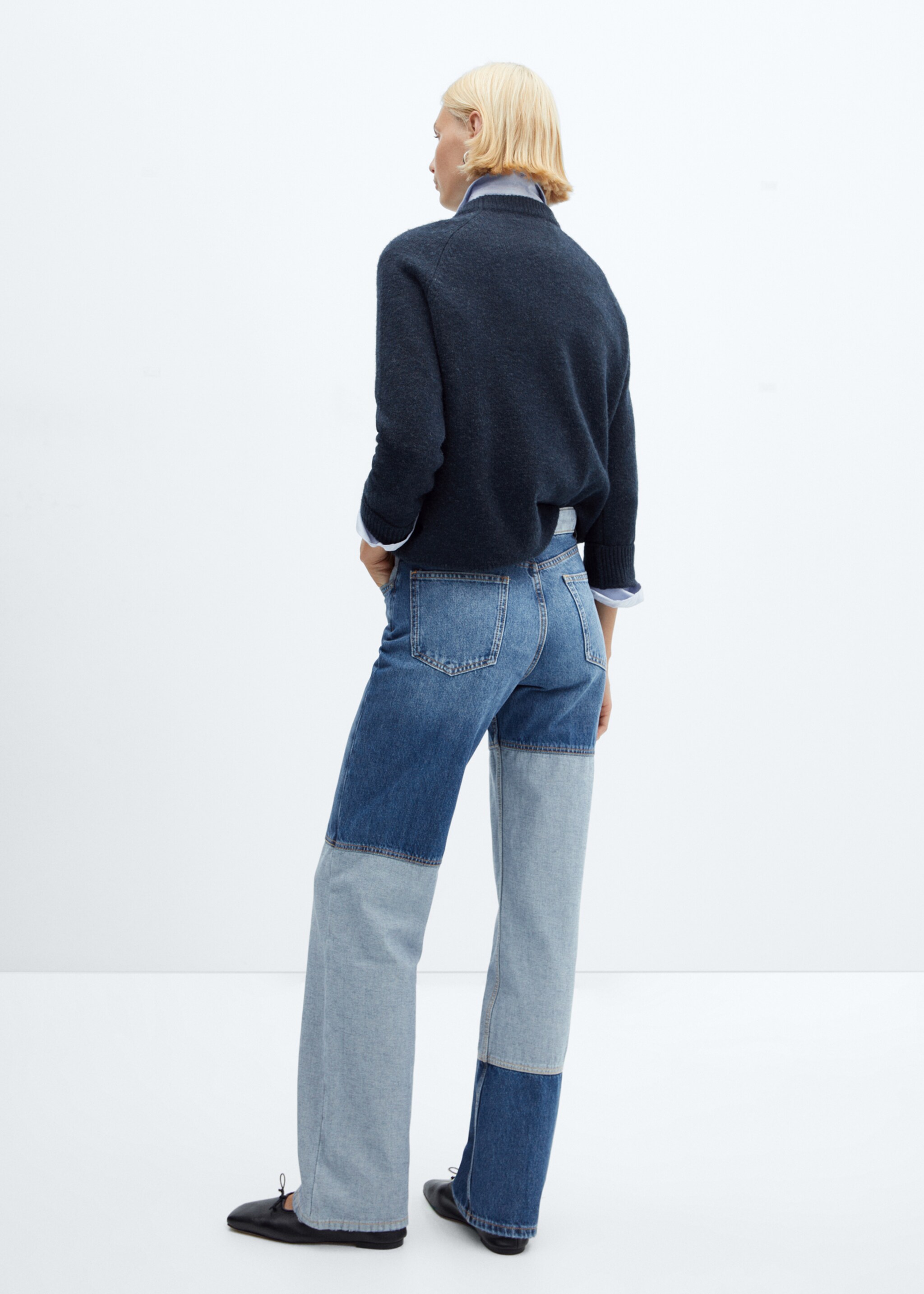 Wideleg patchwork jeans - Reverse of the article, Medium Blue. Ref: 57013803-00.