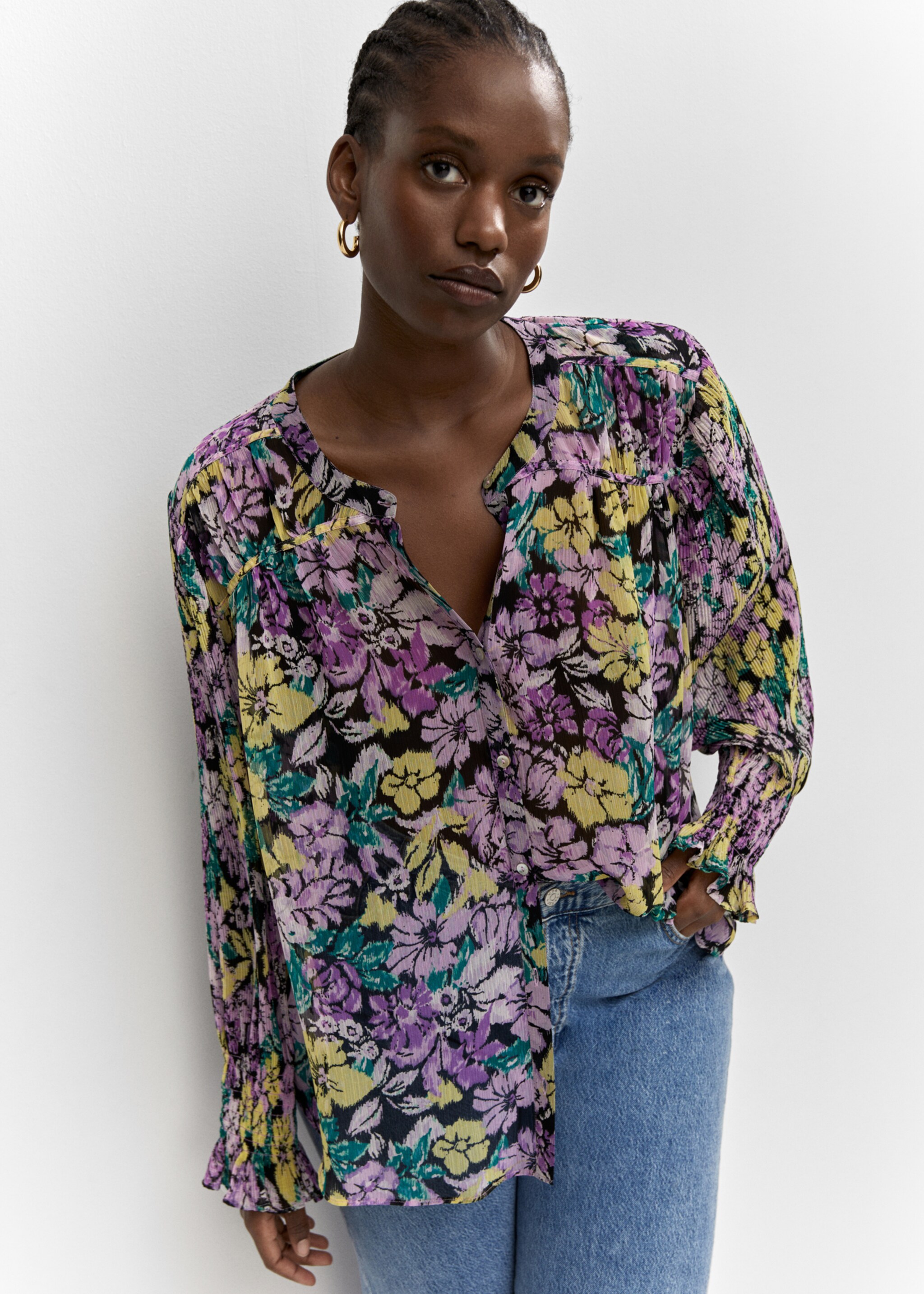 Blouse texturée fleurie - Détail de l'article 4