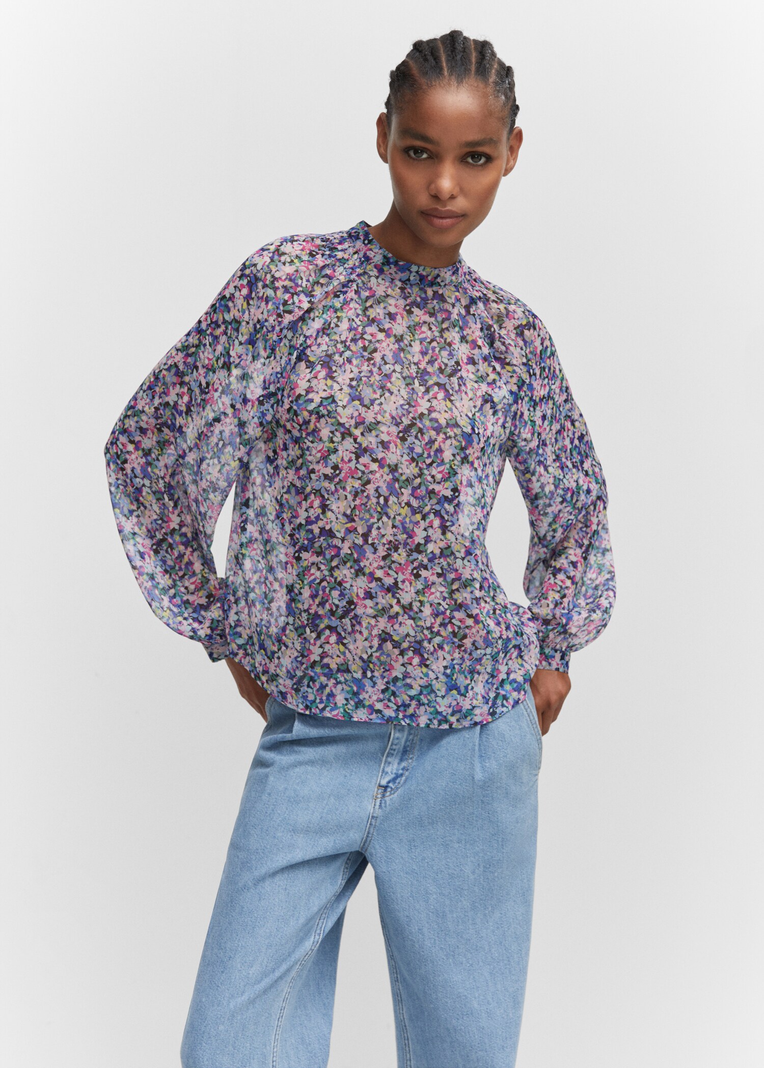 Printed puff sleeve blouse - Medium plane