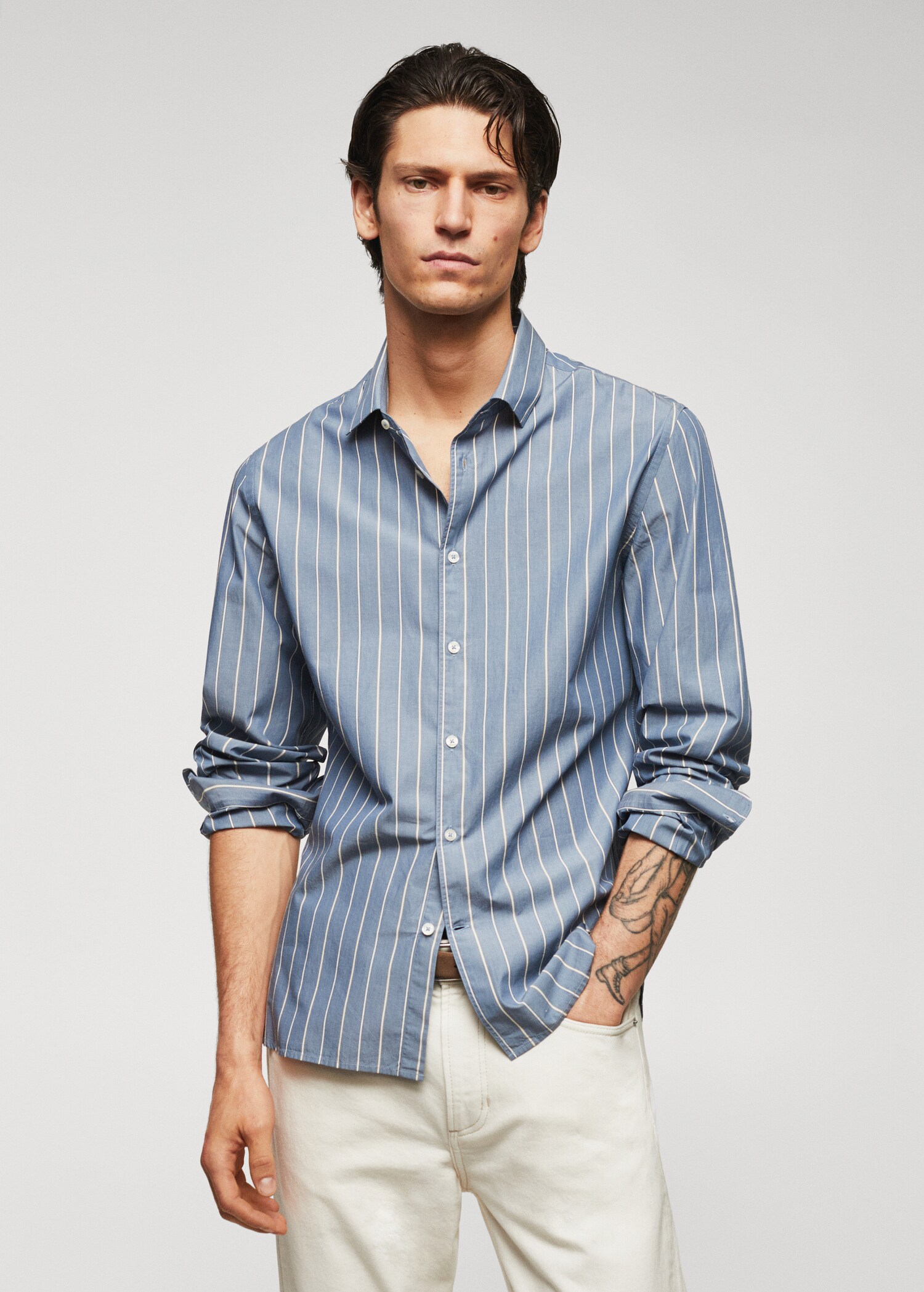 Chemise 100 % coton rayures - Plan moyen