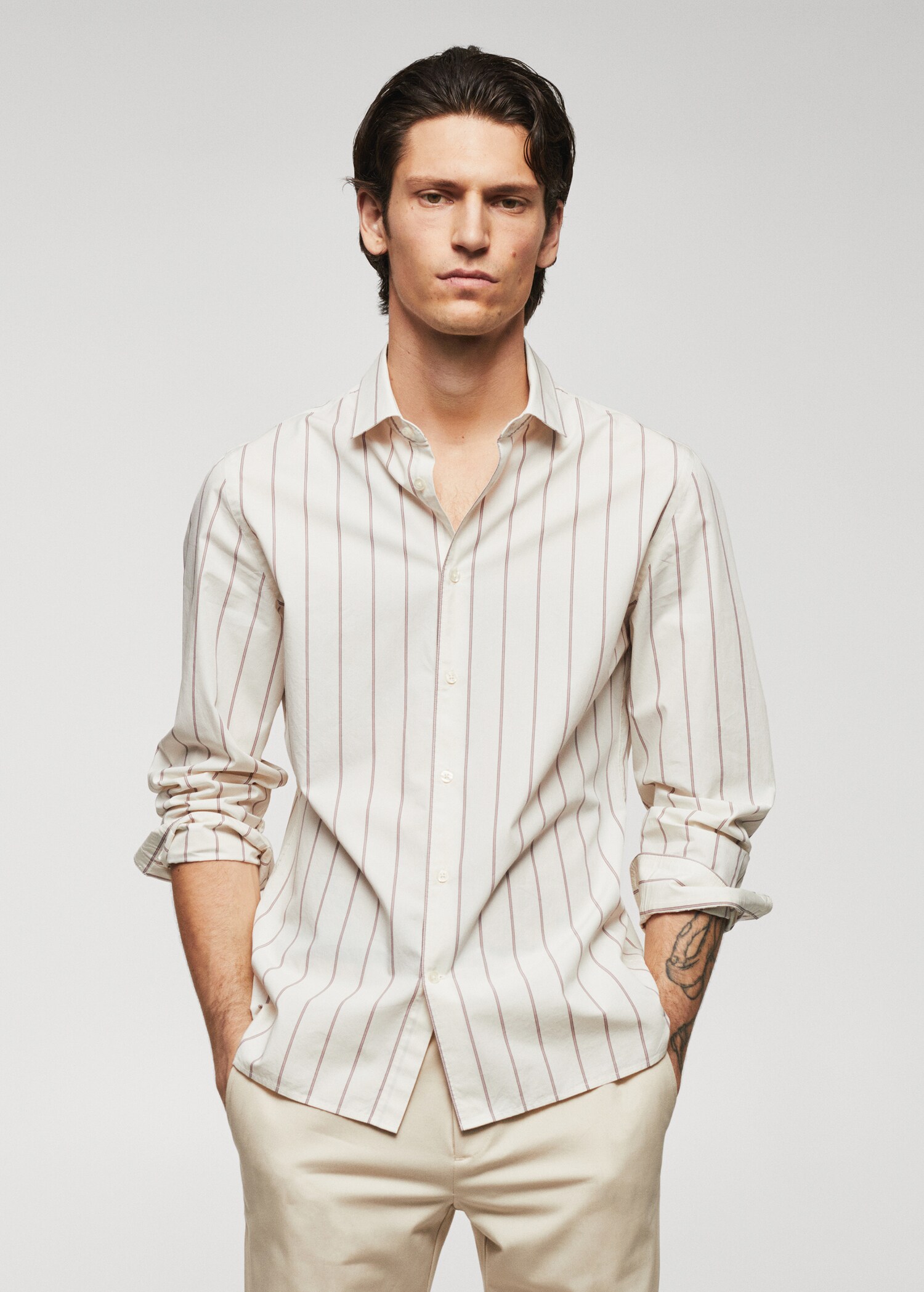 Chemise 100 % coton rayures - Plan moyen