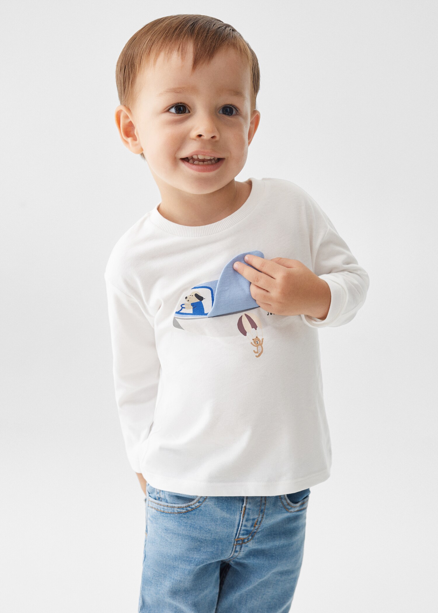 T-shirt en coton à dessin - Plan moyen