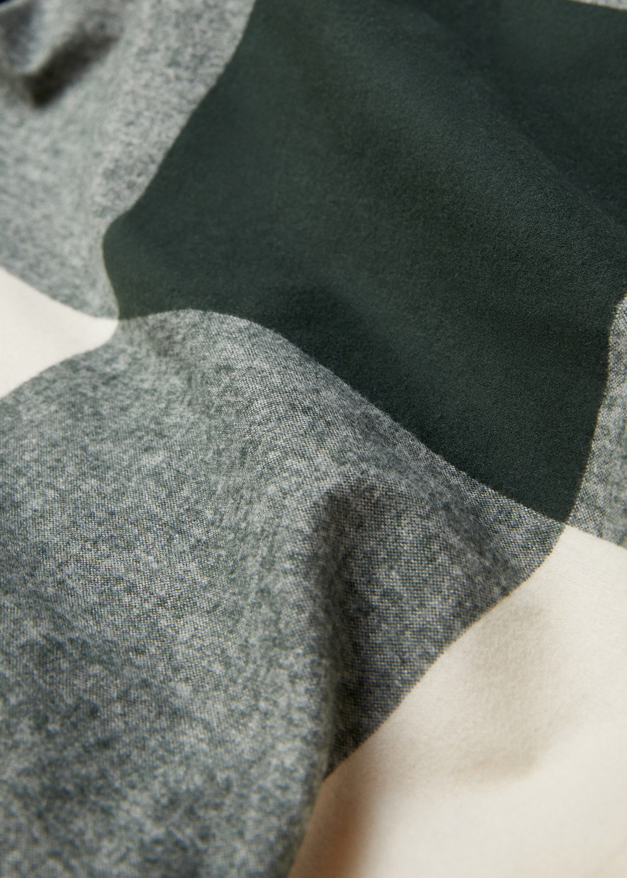 Checked design flannel duvet cover Super King bed - Details of the article 1, Dark Green. Ref: 57014058-00.