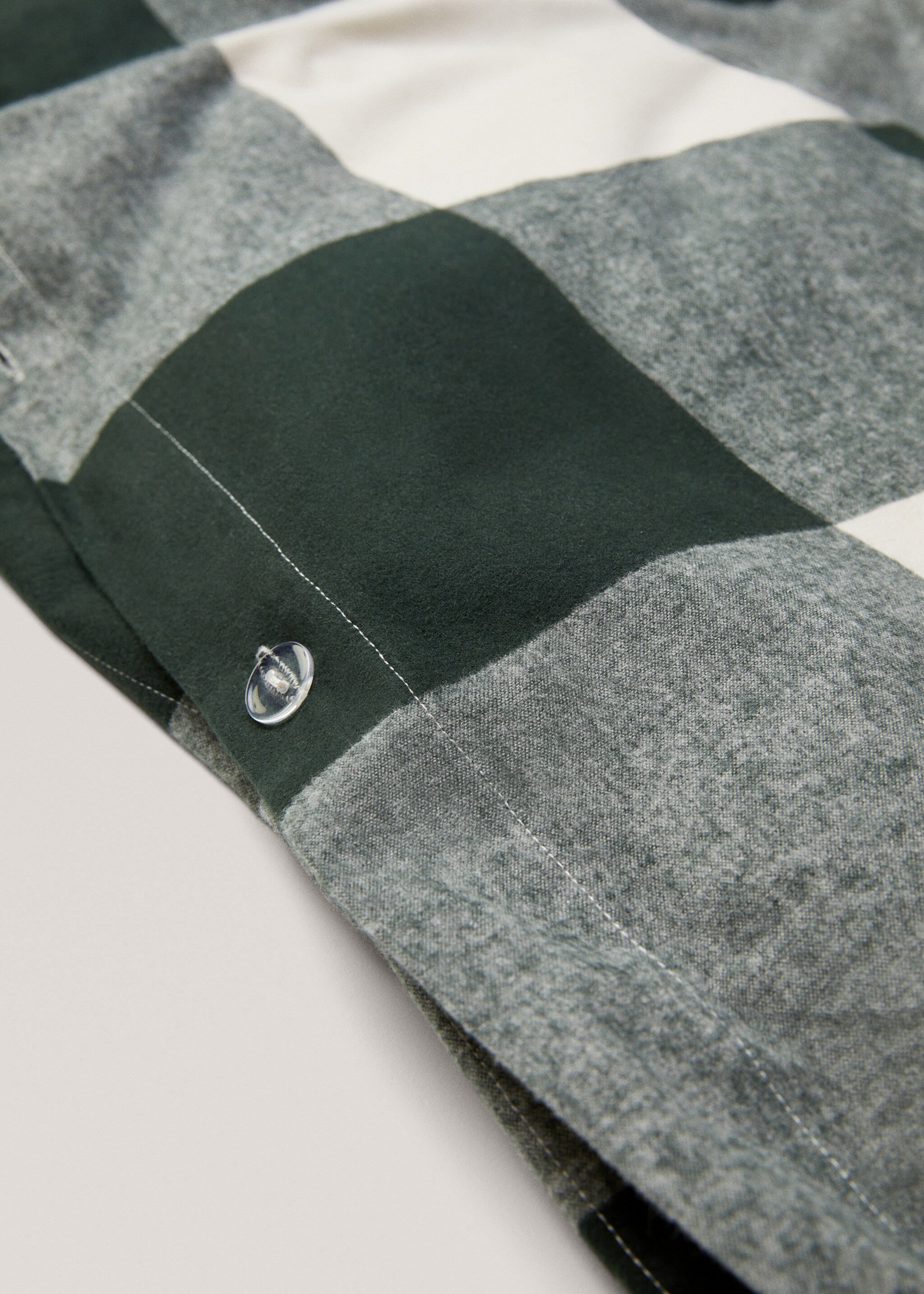 Checked design flannel duvet cover Super King bed - Details of the article 2, Dark Green. Ref: 57014058-00.
