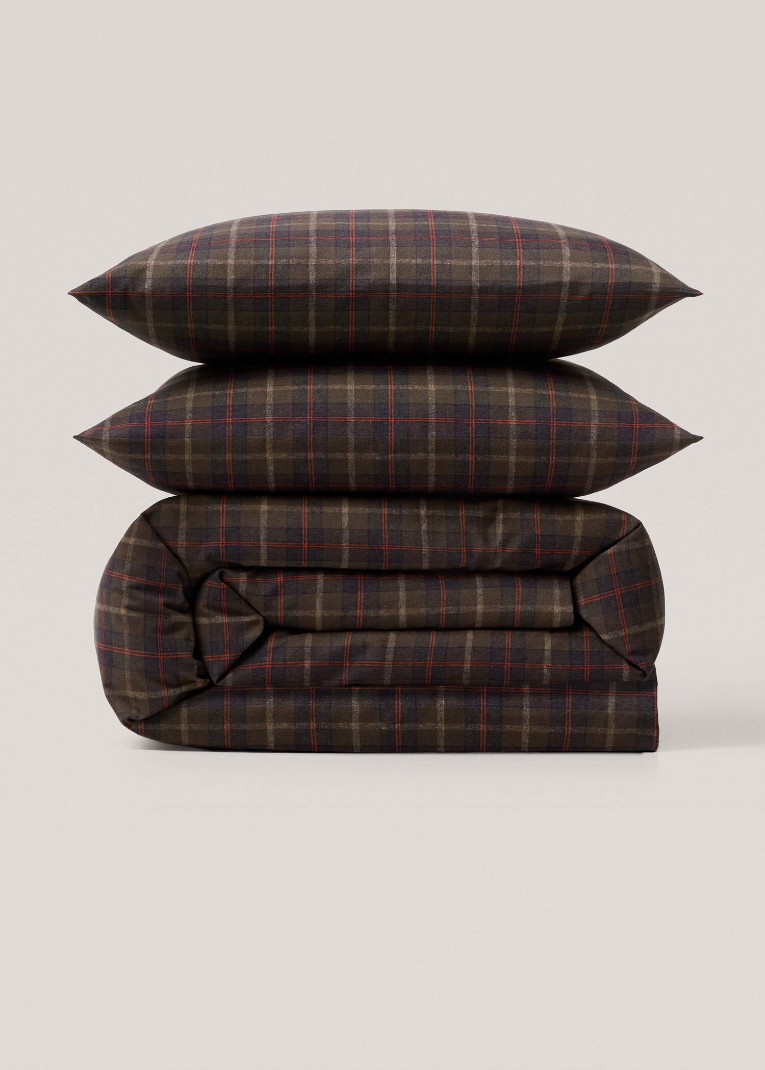 Multi-coloured check flannel duvet cover Single bed - Article without model