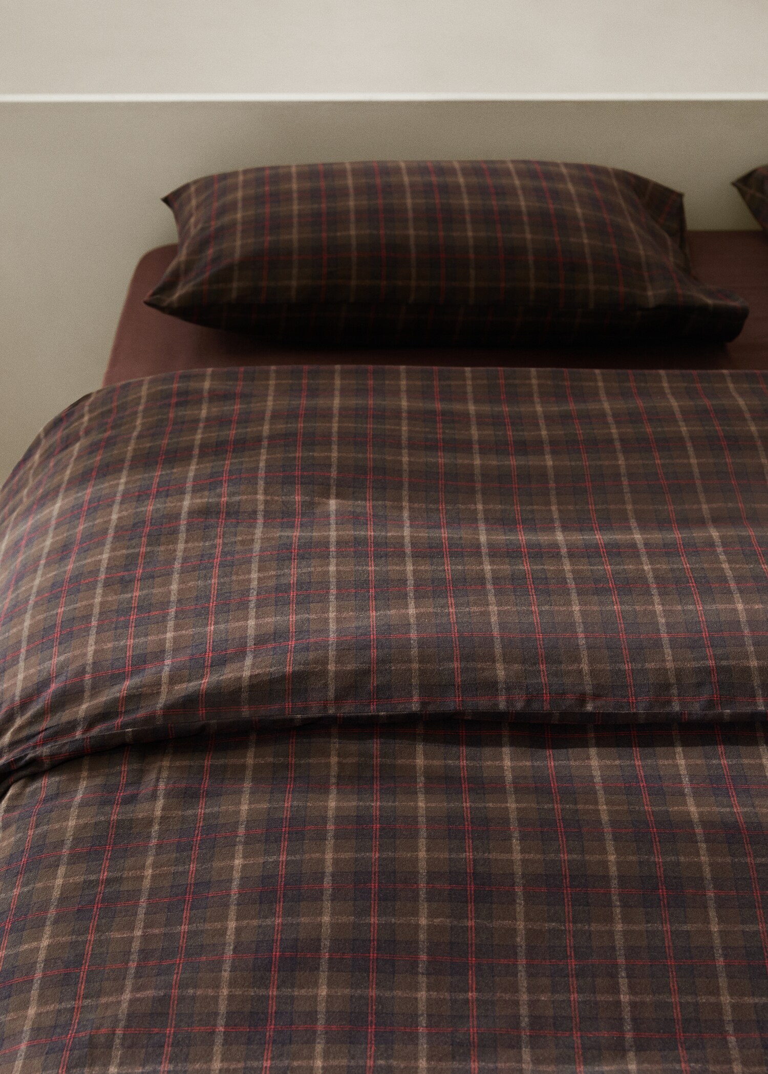 Multi-coloured check flannel duvet cover Single bed - Details of the article 8