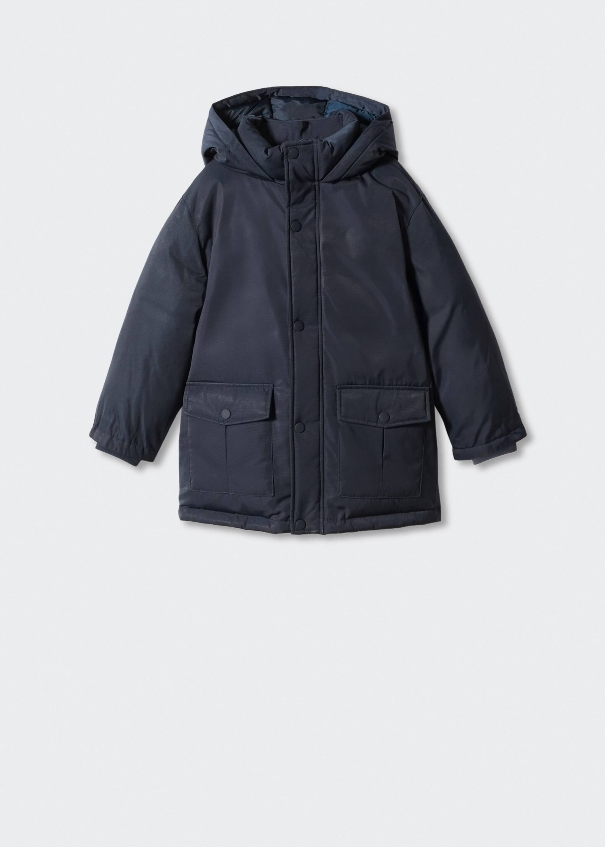Hood quilted coat - Article without model, Navy. Ref: 57014385-00.