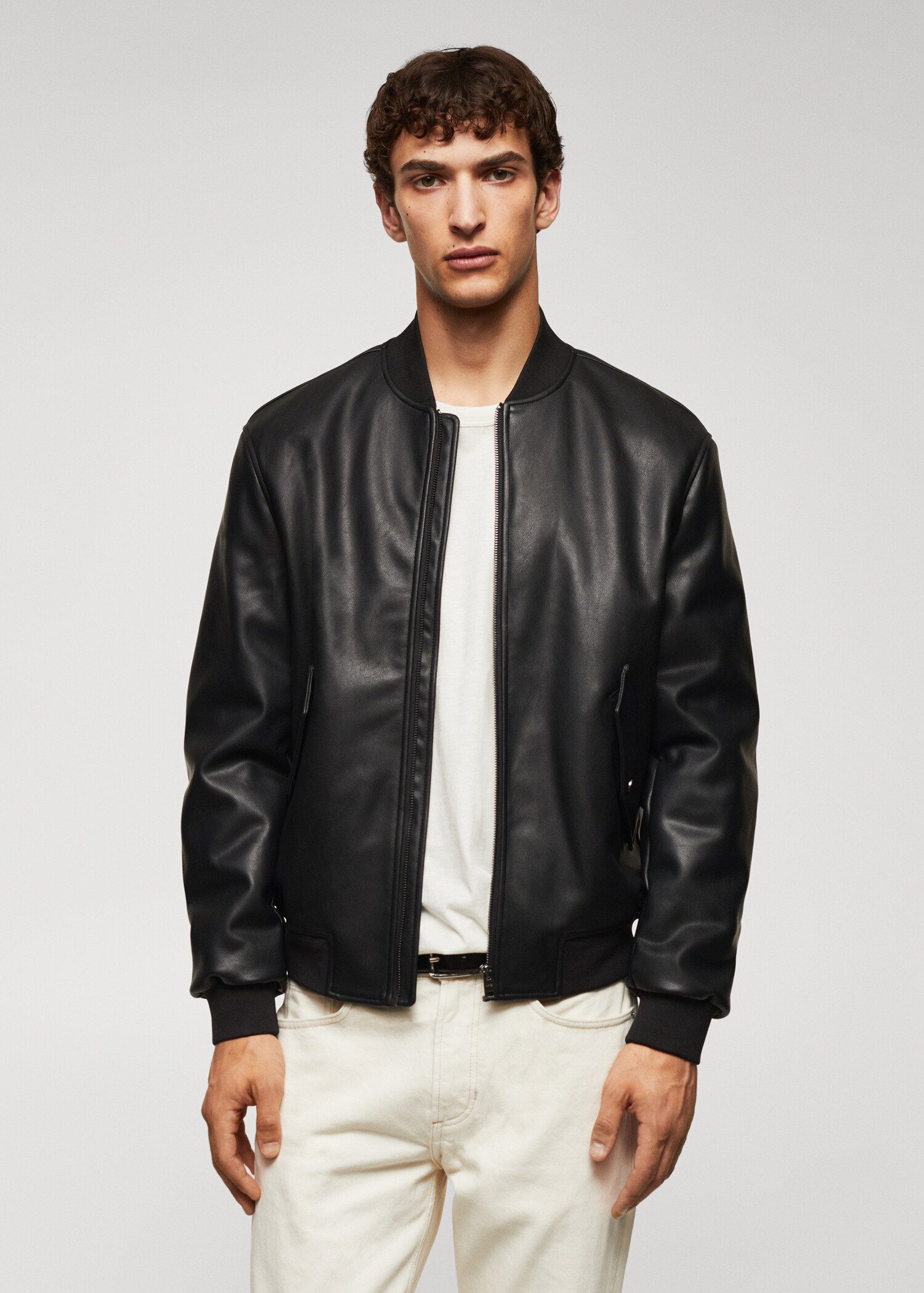 Leather-effect bomber jacket - Medium plane