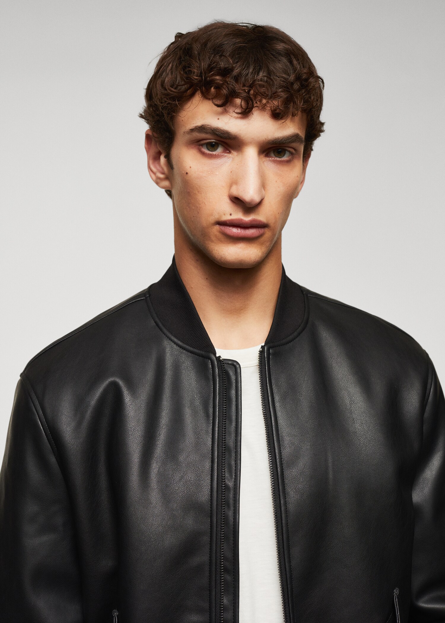 Leather-effect bomber jacket - Details of the article 1