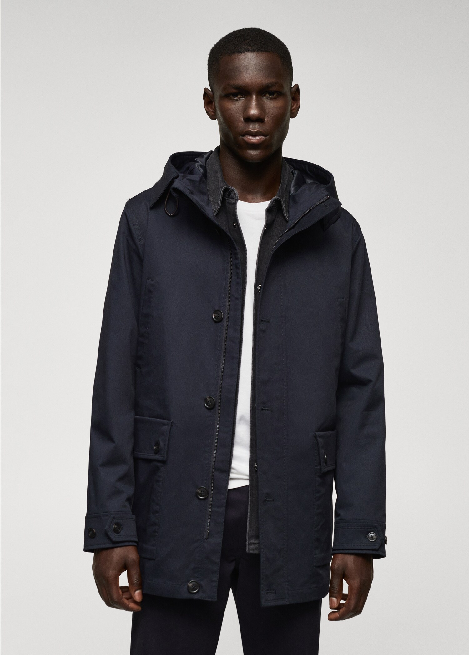 Hooded parka with pocket - Medium plane