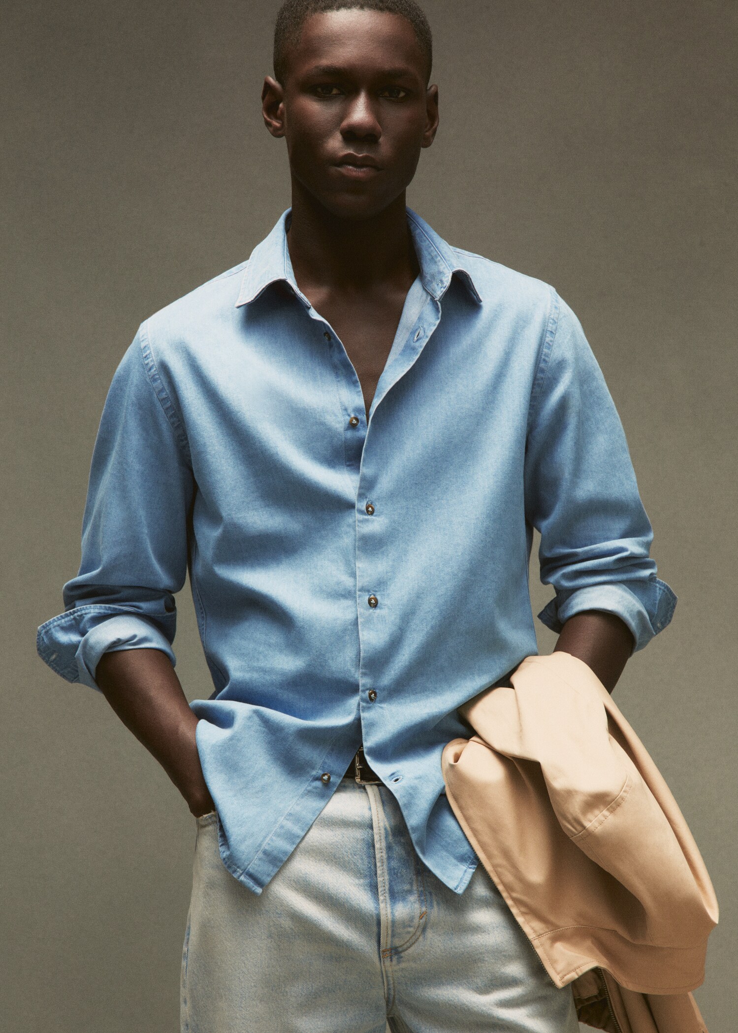 Camicia slim-fit cotone chambray - Dettaglio dell'articolo 6