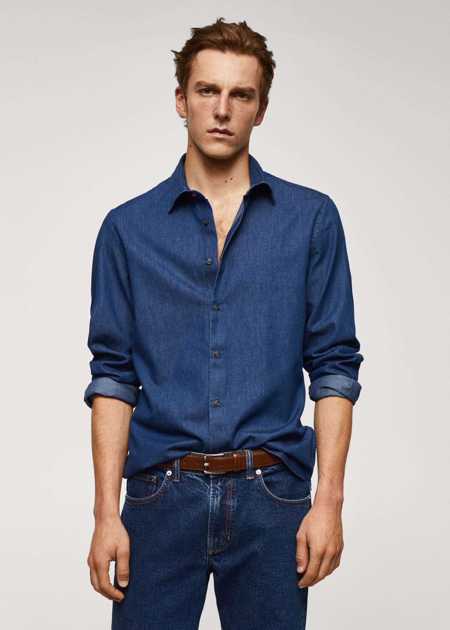 Camicia slim-fit cotone chambray - Piano medio