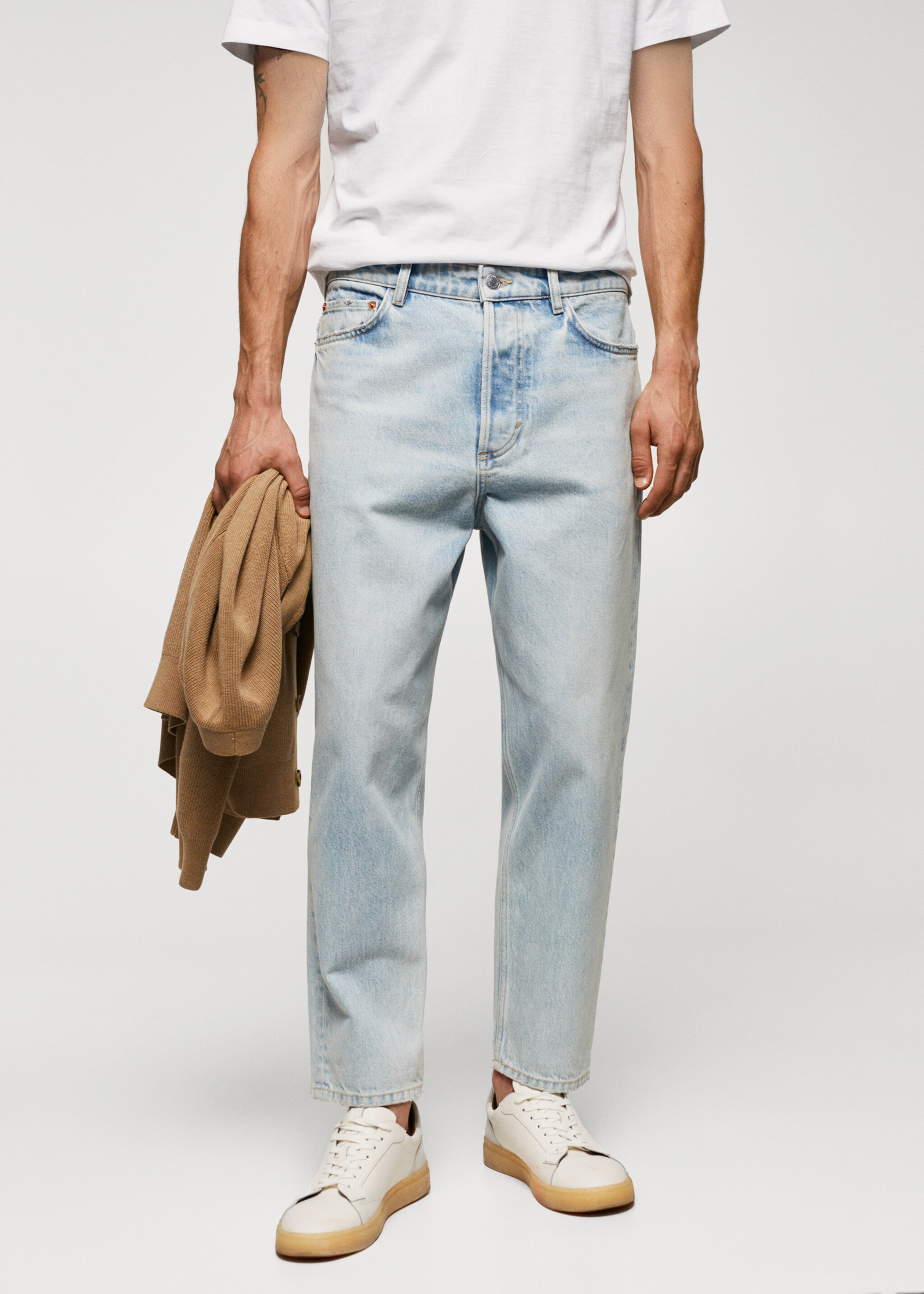Tapered loose cropped jeans - Medium plane, Light Blue. Ref: 57014429-00.