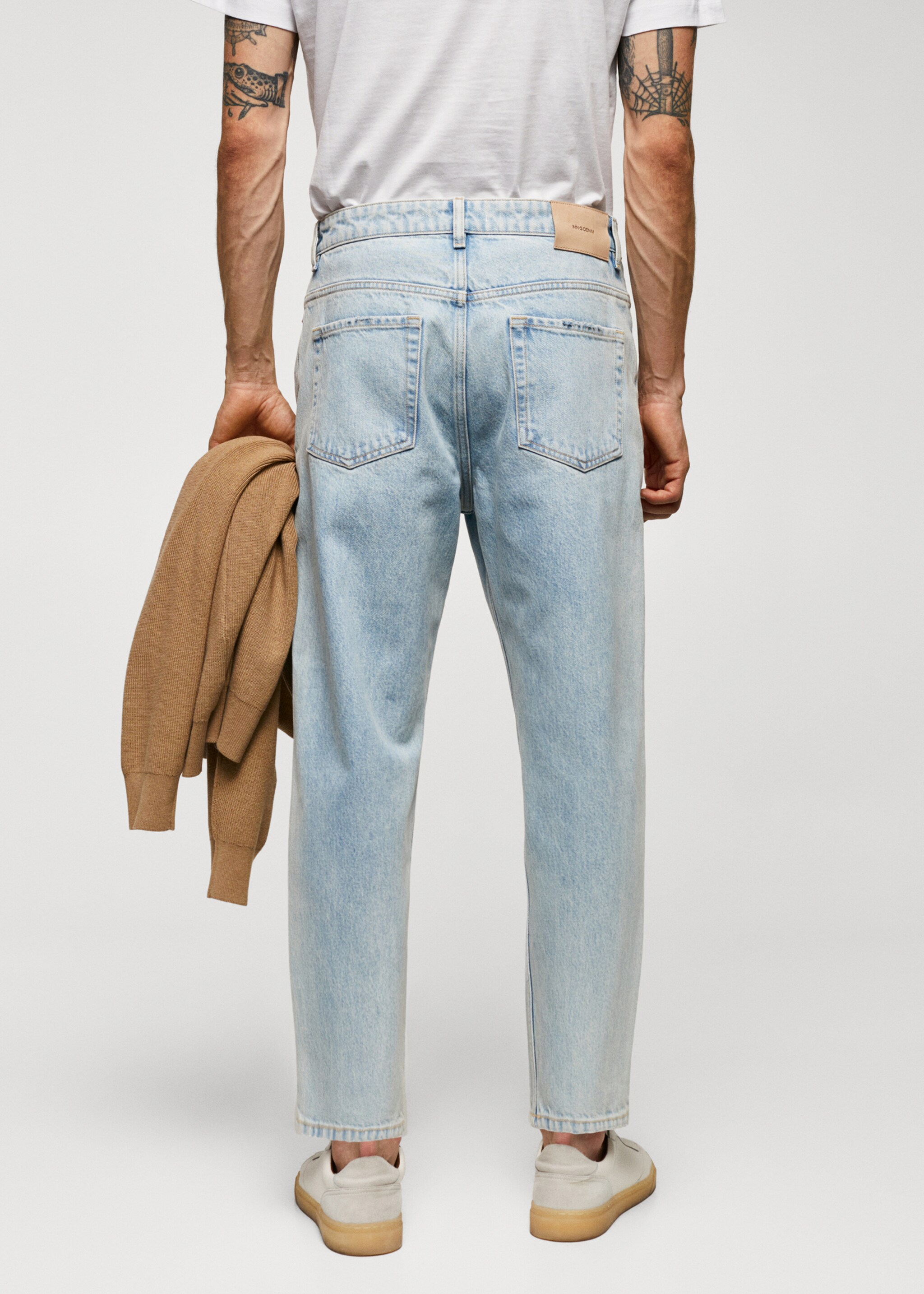Tapered loose cropped jeans - Reverse of the article, Light Blue. Ref: 57014429-00.