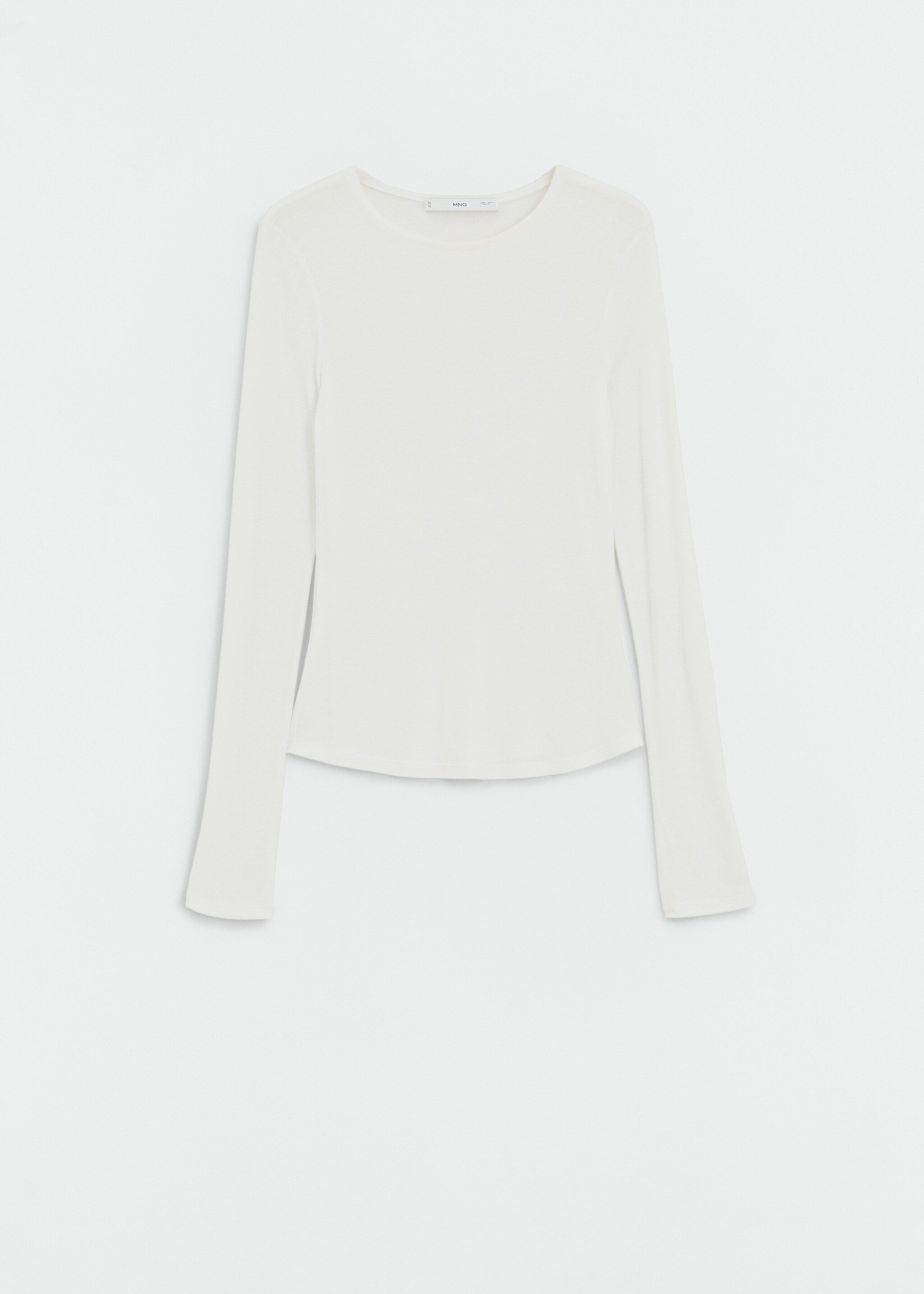 Long-sleeved fitted t-shirt - Article without model, White. Ref: 57014432-00.