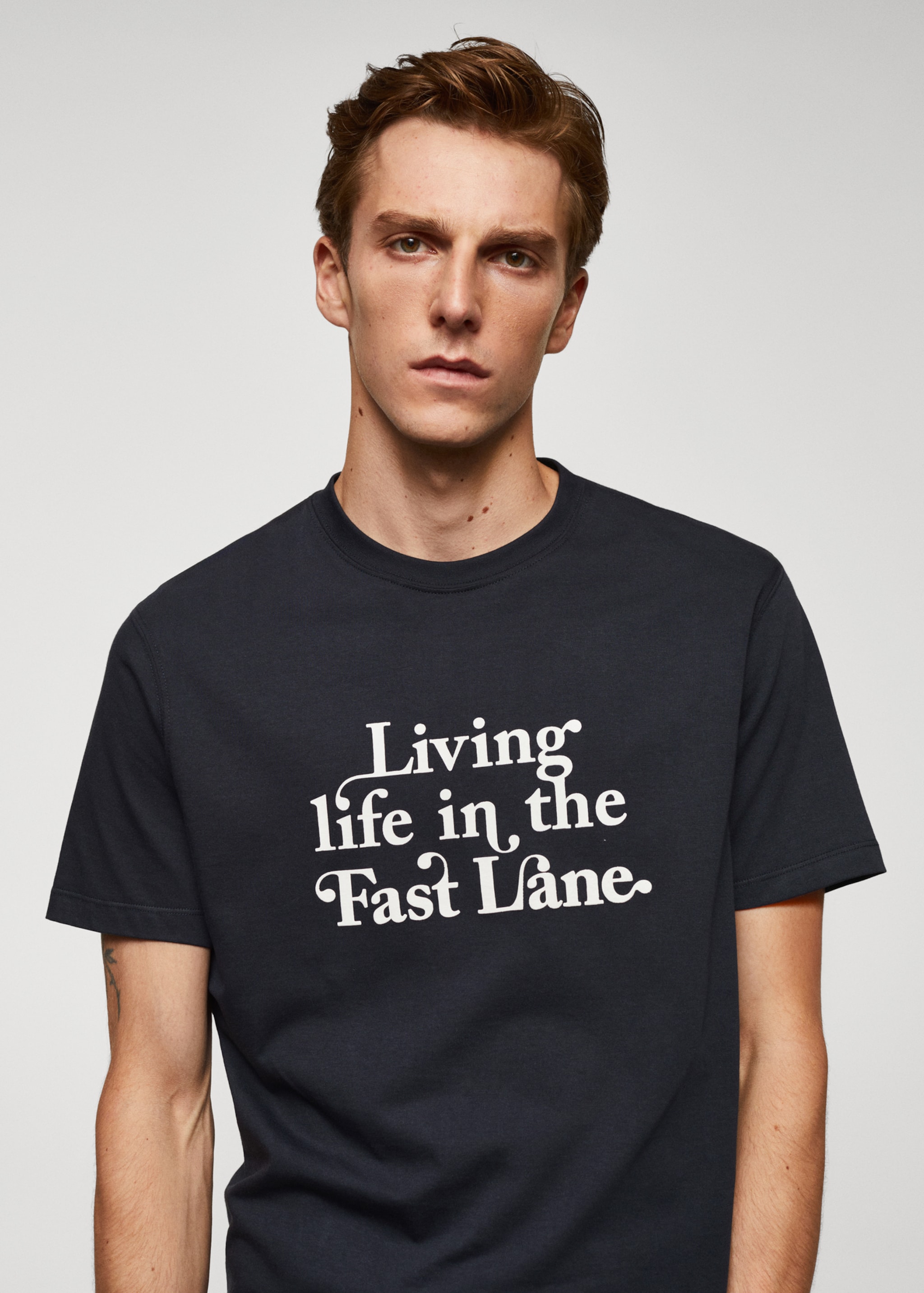 100% cotton printed t-shirt - Details of the article 1, Navy. Ref: 57014433-00.