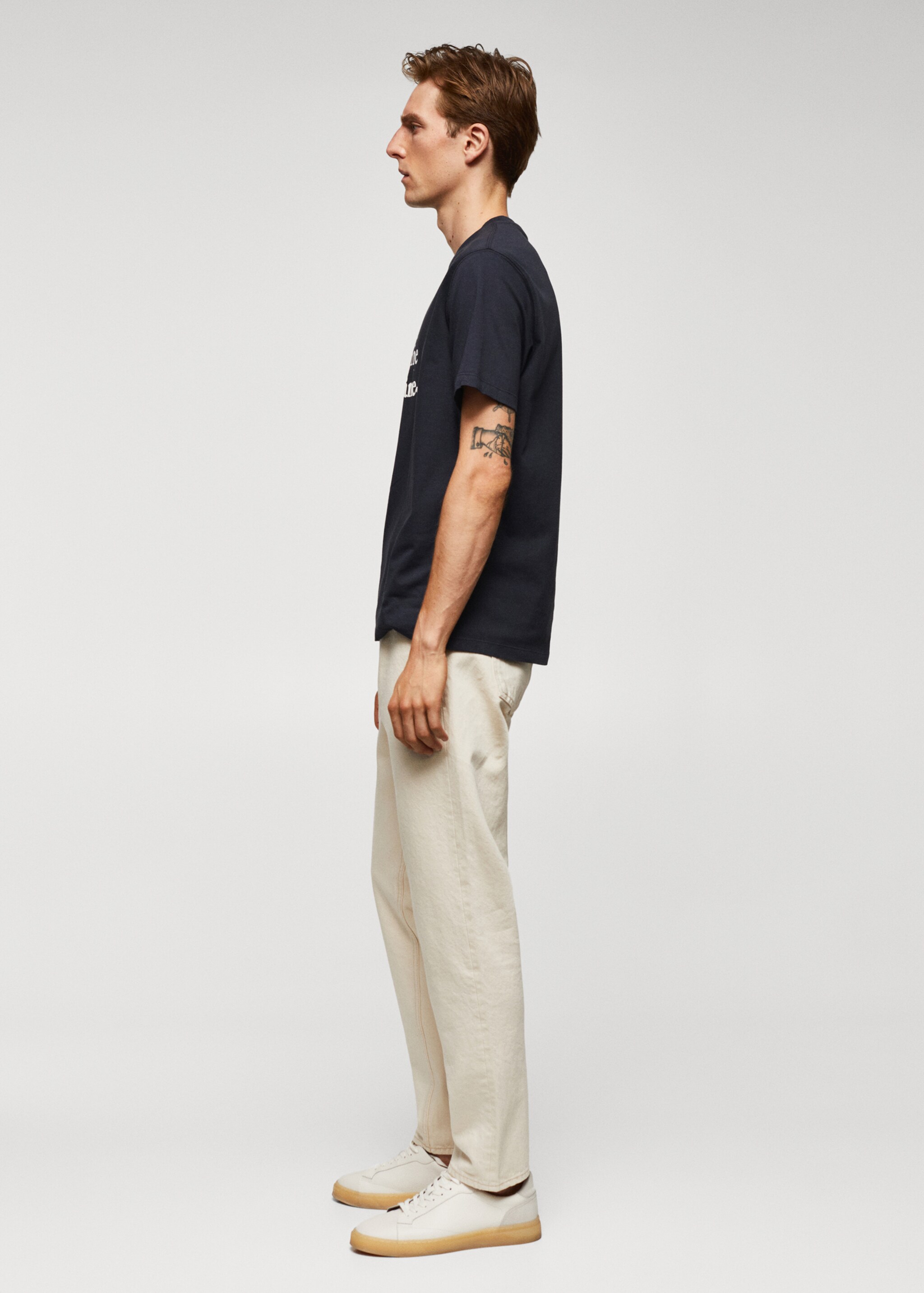 100% cotton printed t-shirt - Details of the article 2, Navy. Ref: 57014433-00.