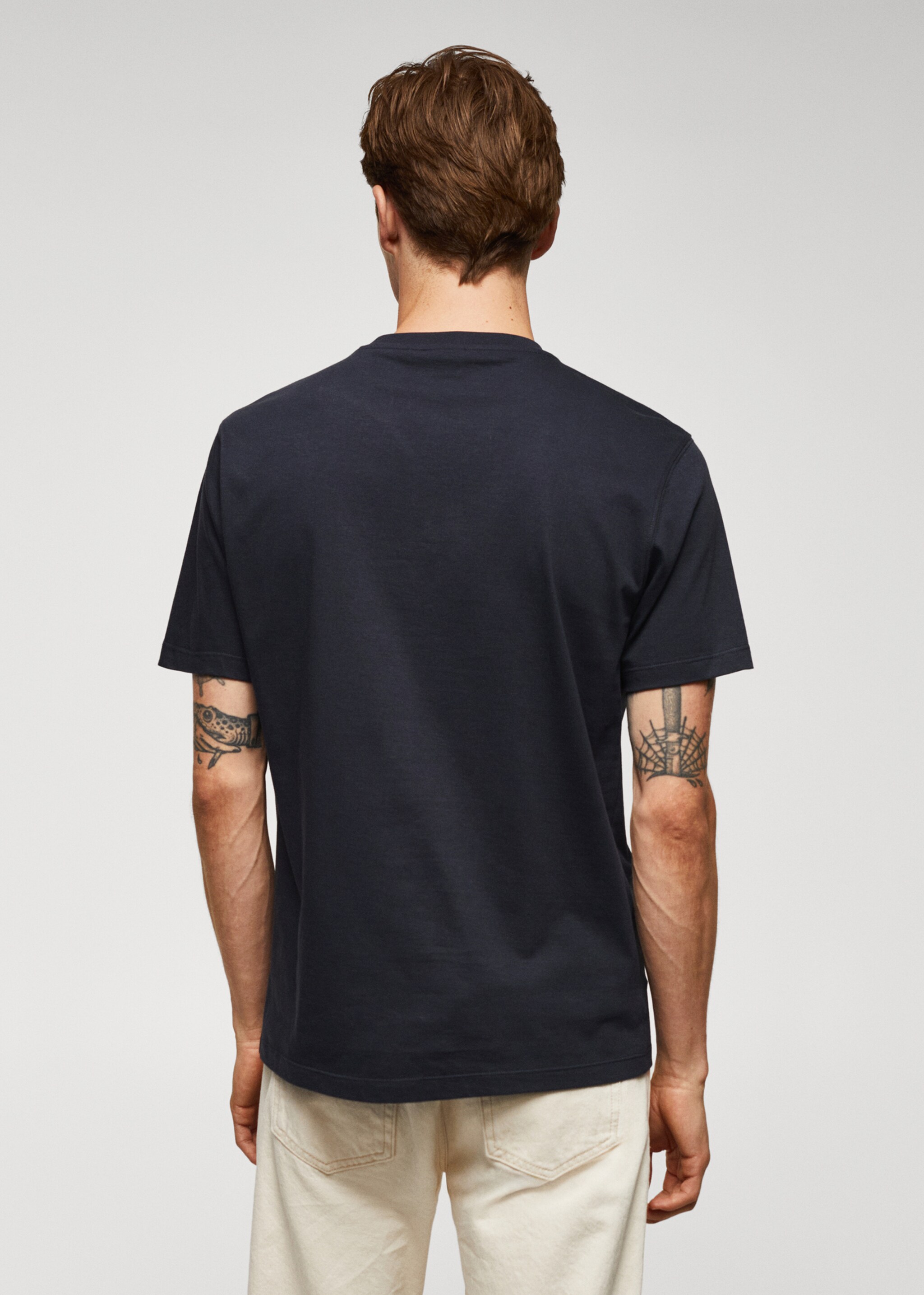 100% cotton printed t-shirt - Reverse of the article, Navy. Ref: 57014433-00.