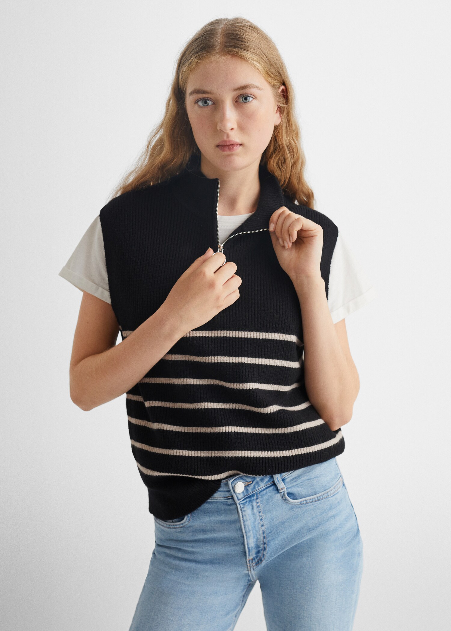 Gilet maille rayures - Plan moyen